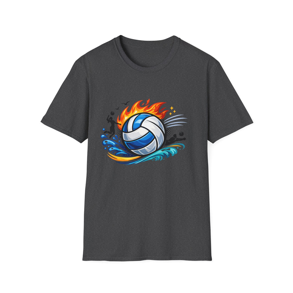 Volleyball Flame Graphic T-Shirt — Beach & Indoor Player Tee