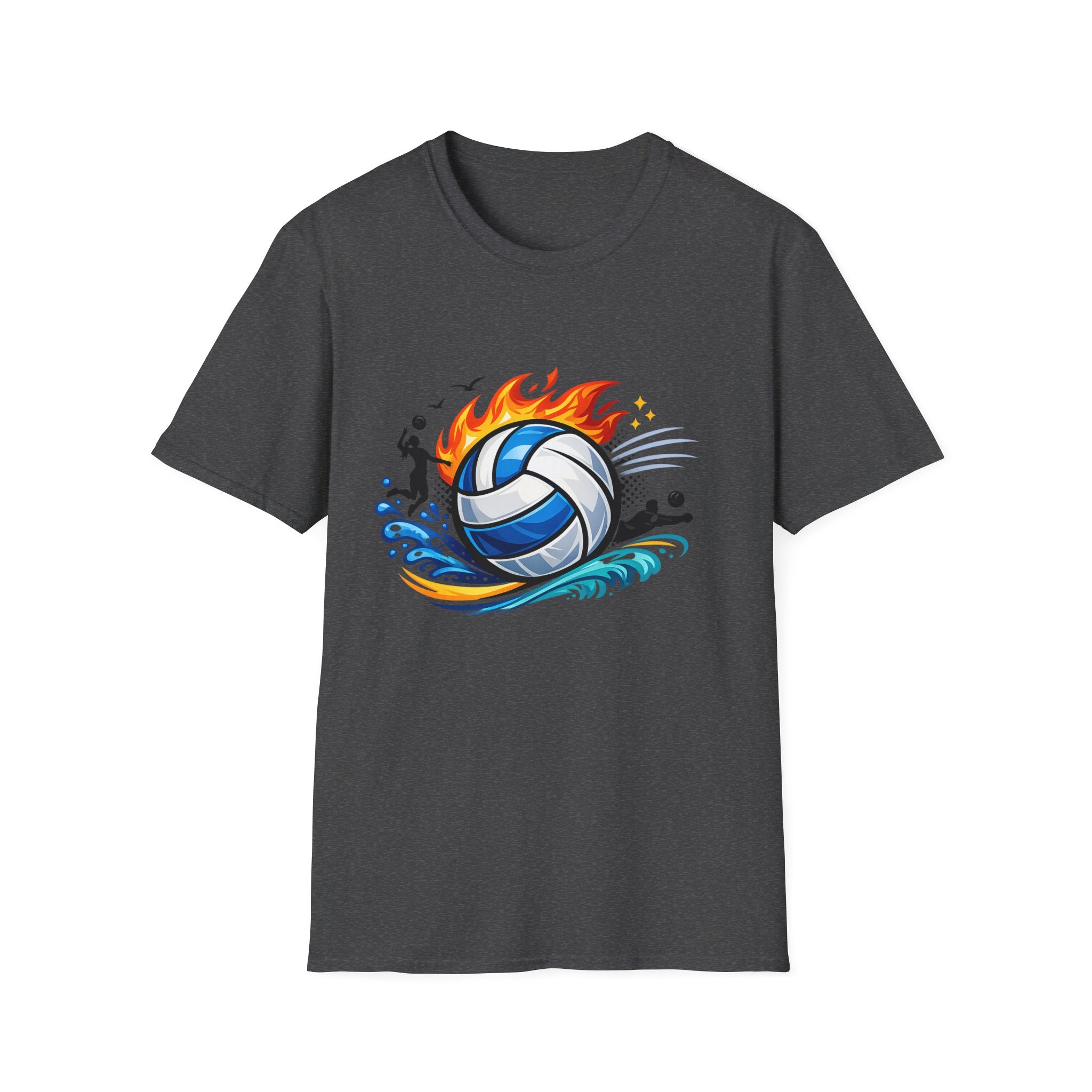 Volleyball Flame Graphic T-Shirt — Beach & Indoor Player Tee