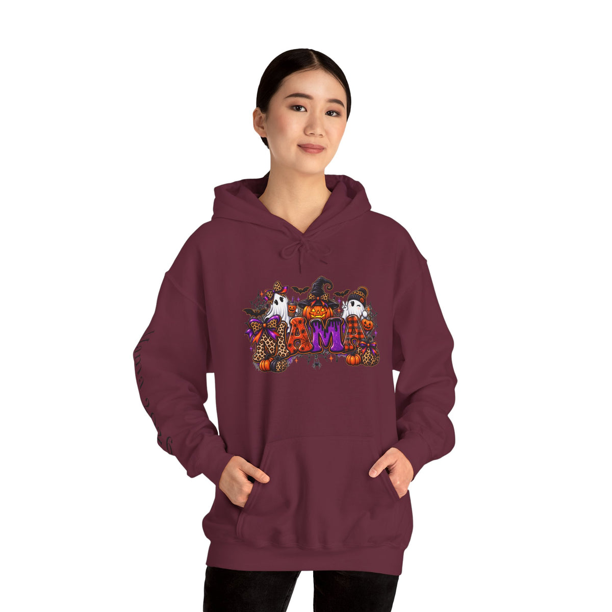 Halloween Mama Hoodie — Cute Spooky Pumpkin & Cat Graphic Sweatshirt (Mama 2026)