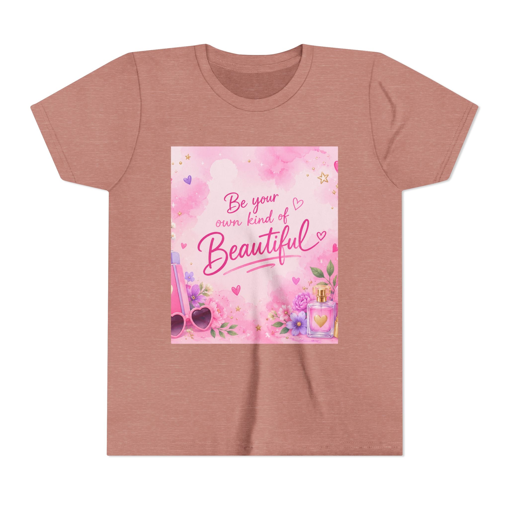 Youth Tee — “Be Your Own Kind of Beautiful” Pink Floral Graphic