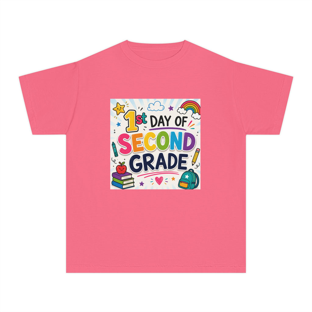 Youth Tee — "1st Day of Second Grade" Colorful Back-to-School Shirt