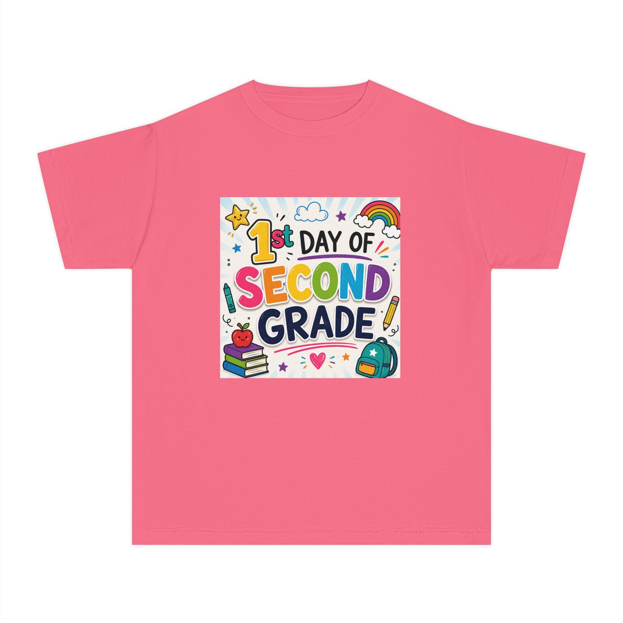 Youth Tee — "1st Day of Second Grade" Colorful Back-to-School Shirt