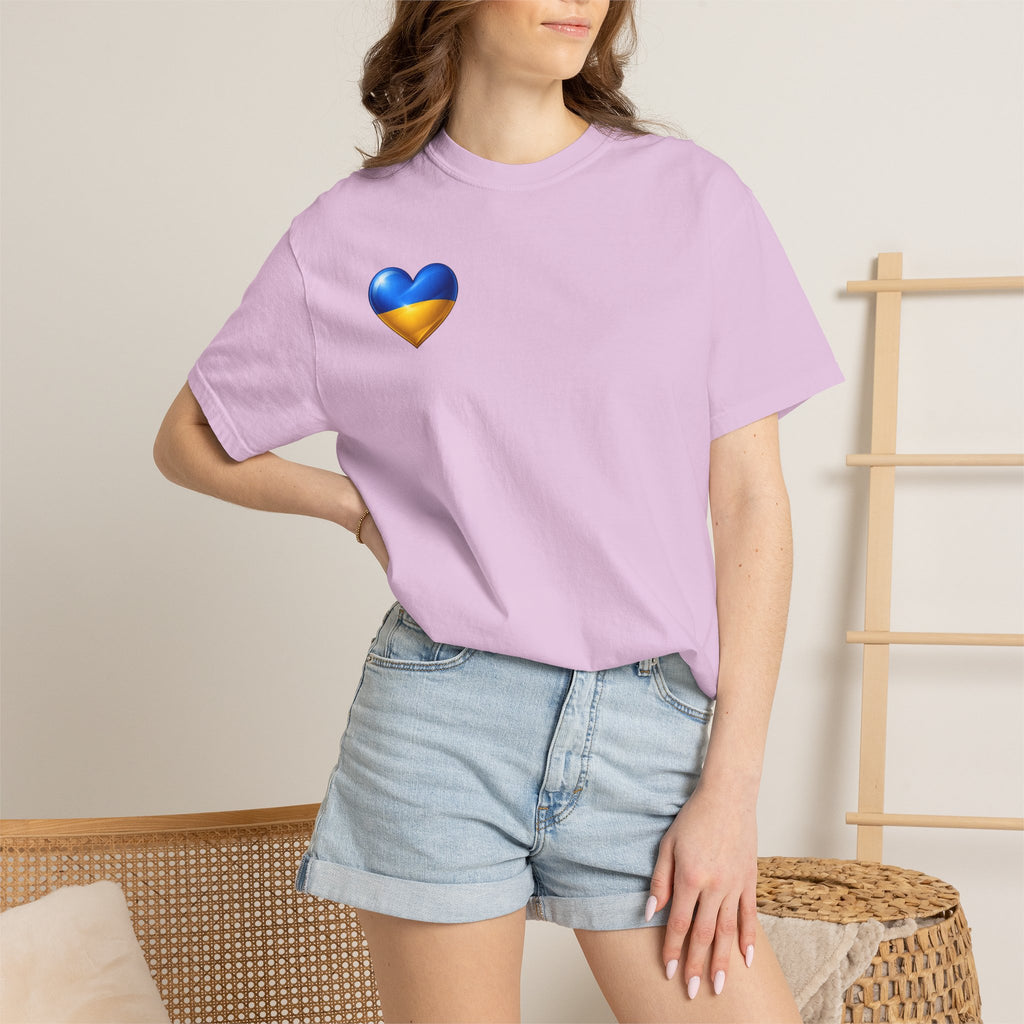 T-Shirt — USA & Ukraine Flag Heart Graphic Tee (Back Flag Image)