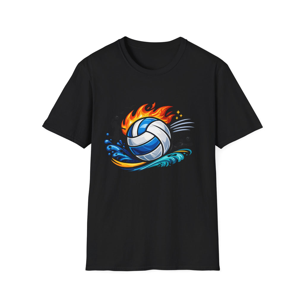 Volleyball Flame Graphic T-Shirt — Beach & Indoor Player Tee