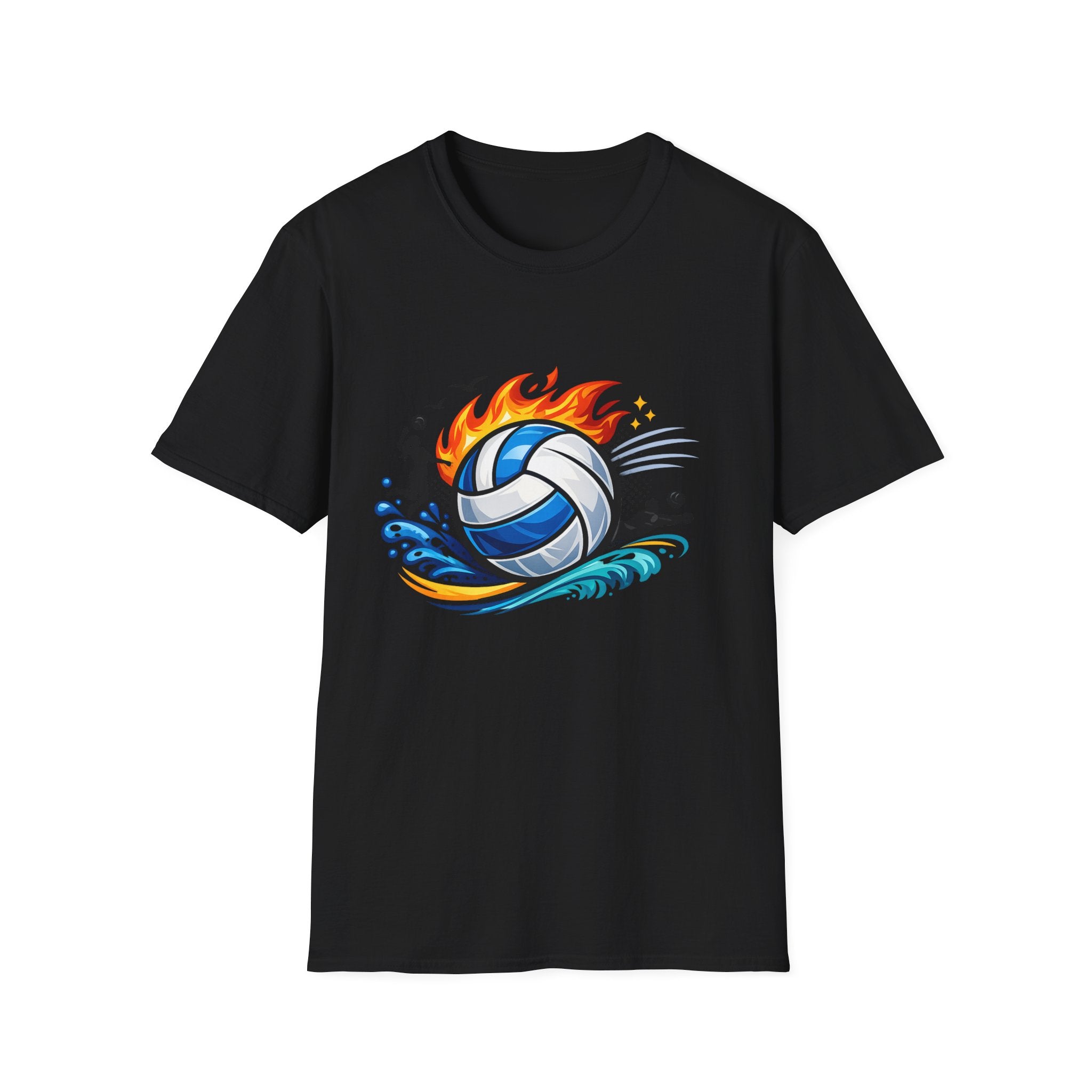 Volleyball Flame Graphic T-Shirt — Beach & Indoor Player Tee