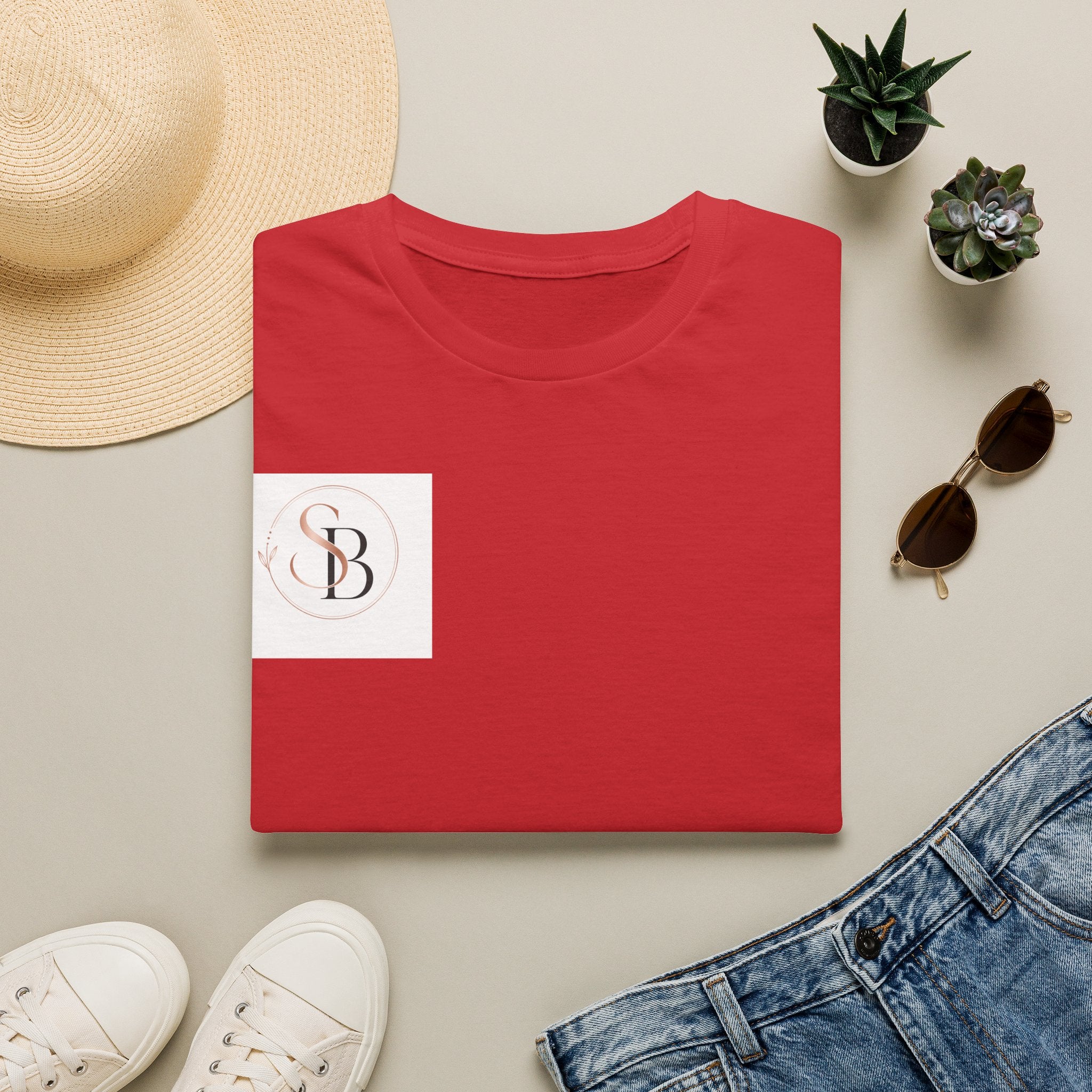 Monogram SB Minimalist T‑Shirt — Rose Gold Circle Logo