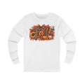 Fall Harvest Long Sleeve Tee — Autumn Leaves, Pumpkins & Sunflower Graphic