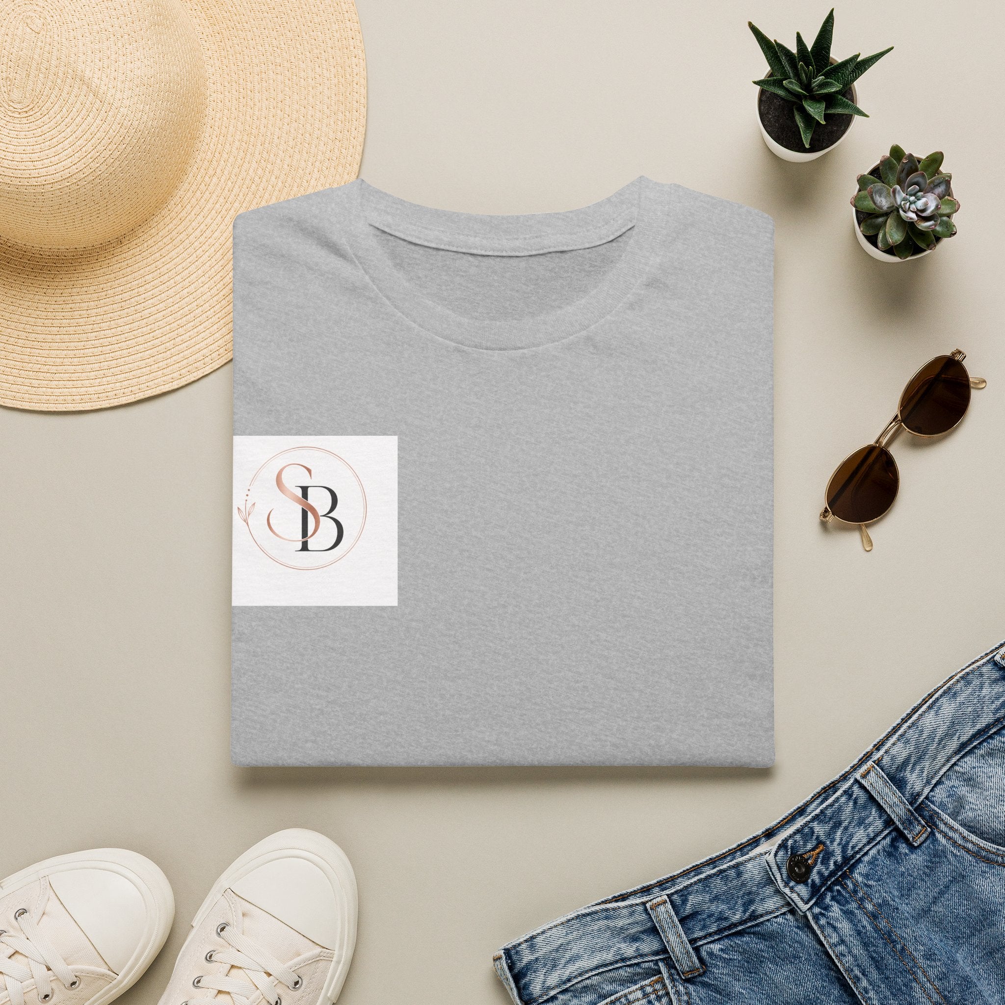 Monogram SB Minimalist T‑Shirt — Rose Gold Circle Logo