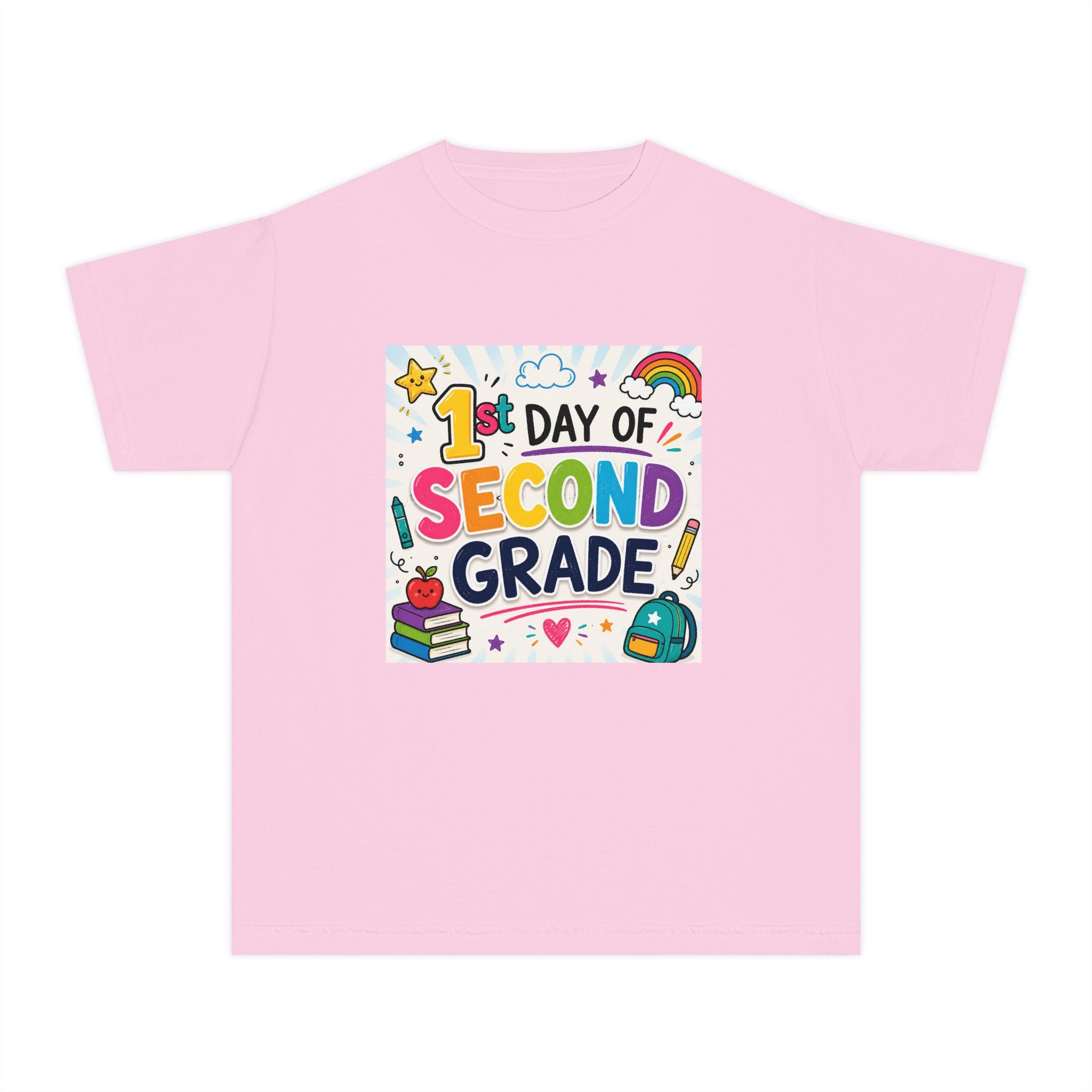 Youth Tee — "1st Day of Second Grade" Colorful Back-to-School Shirt