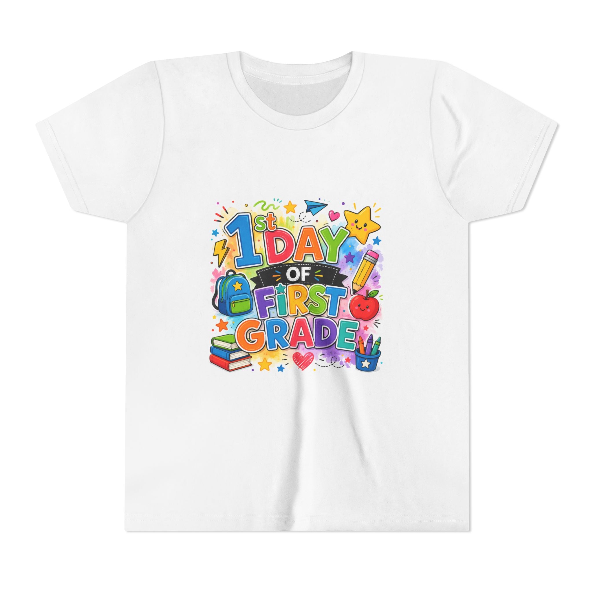 1st Day of First Grade Youth Tee — Colorful Back-to-School Kids Shirt