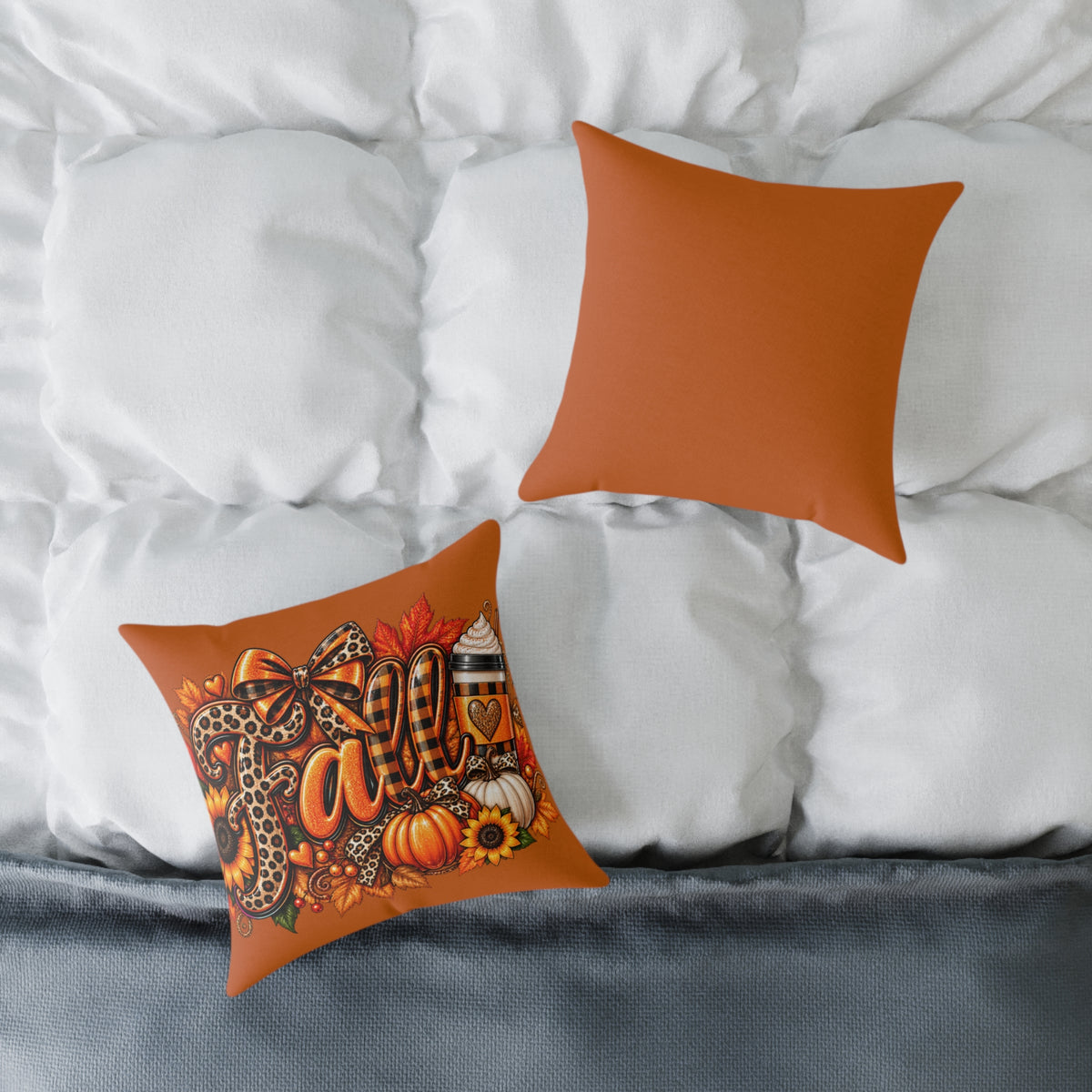 Fall Pumpkin Decorative Pillow – Autumn Harvest Square Throw Pillow