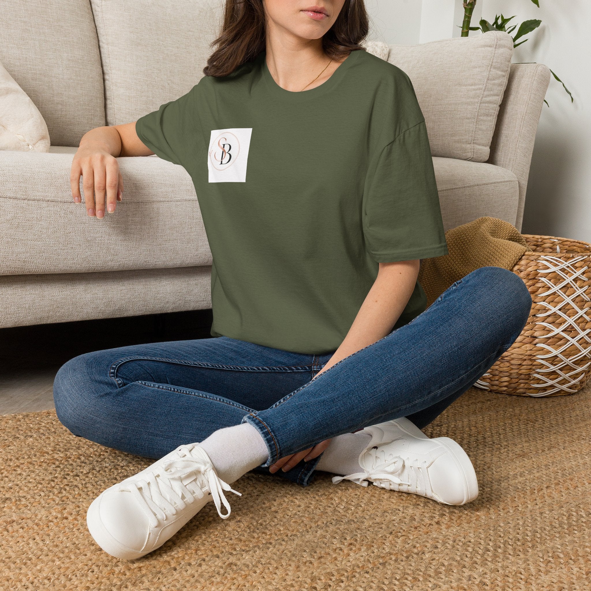 Monogram SB Minimalist T‑Shirt — Rose Gold Circle Logo