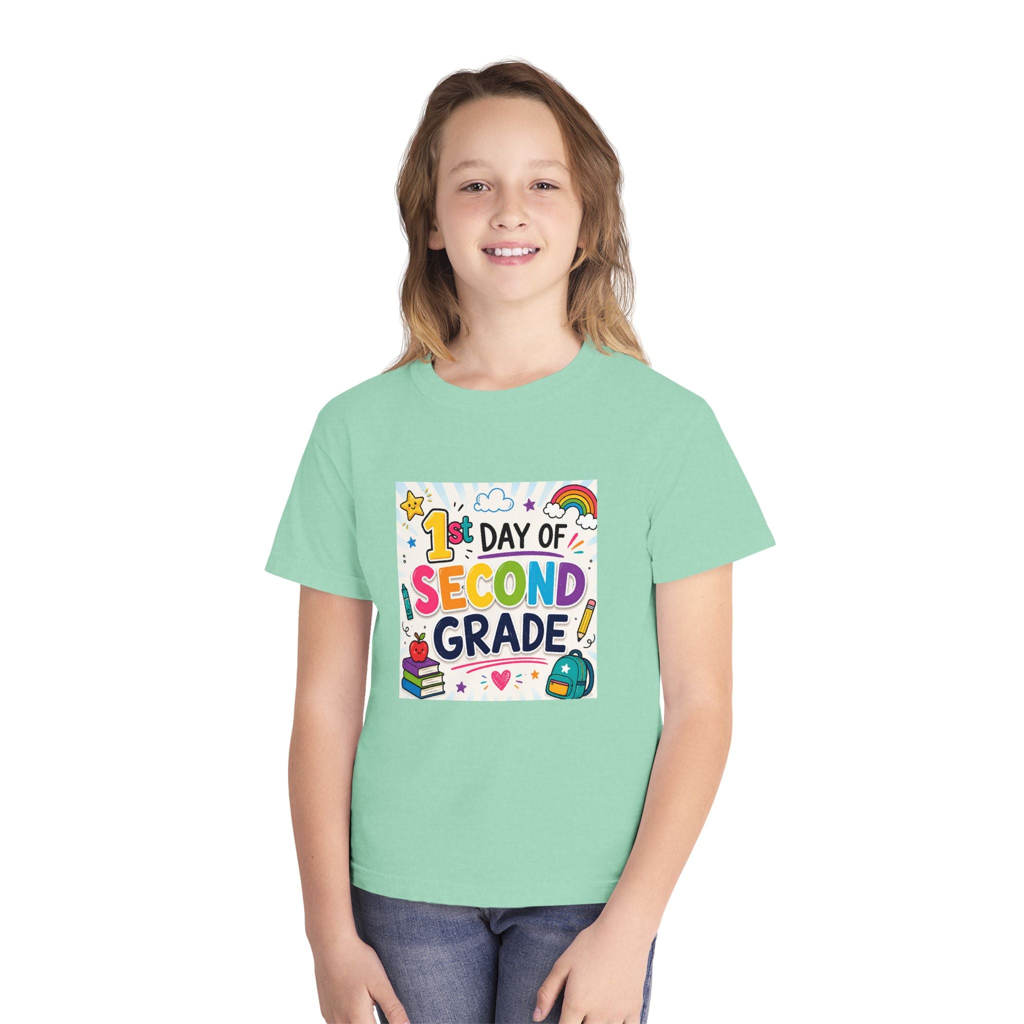 Youth Tee — "1st Day of Second Grade" Colorful Back-to-School Shirt