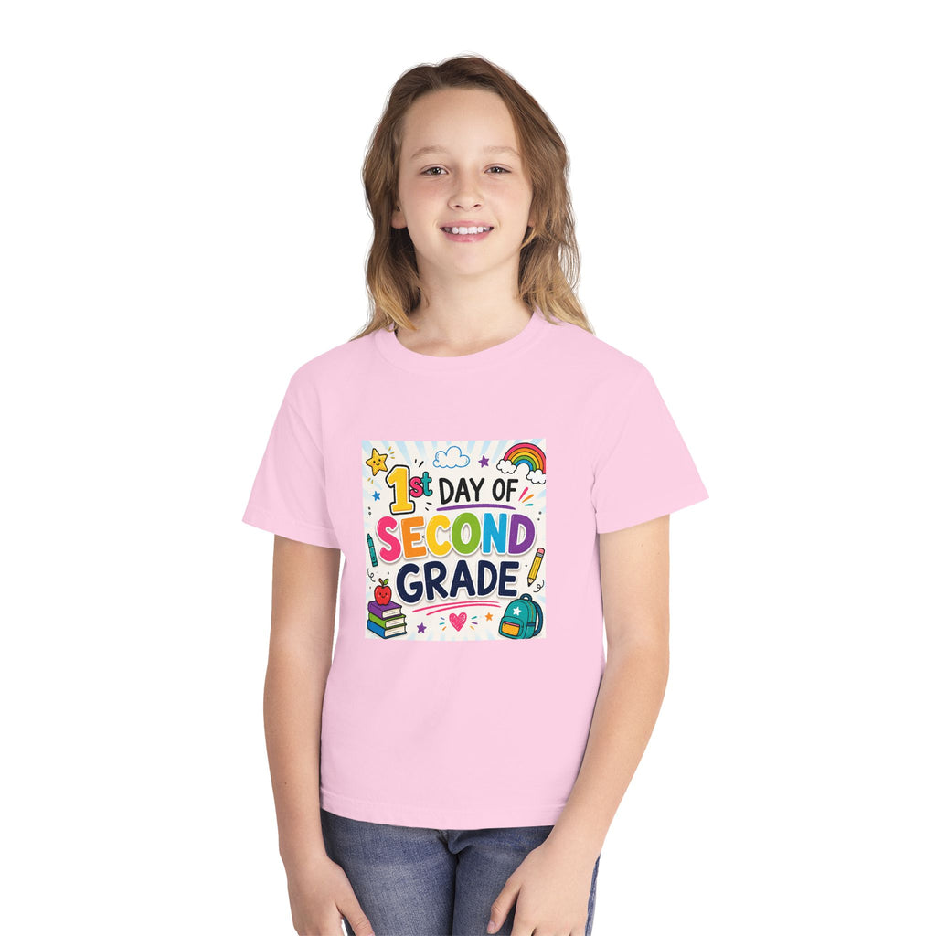Youth Tee — "1st Day of Second Grade" Colorful Back-to-School Shirt