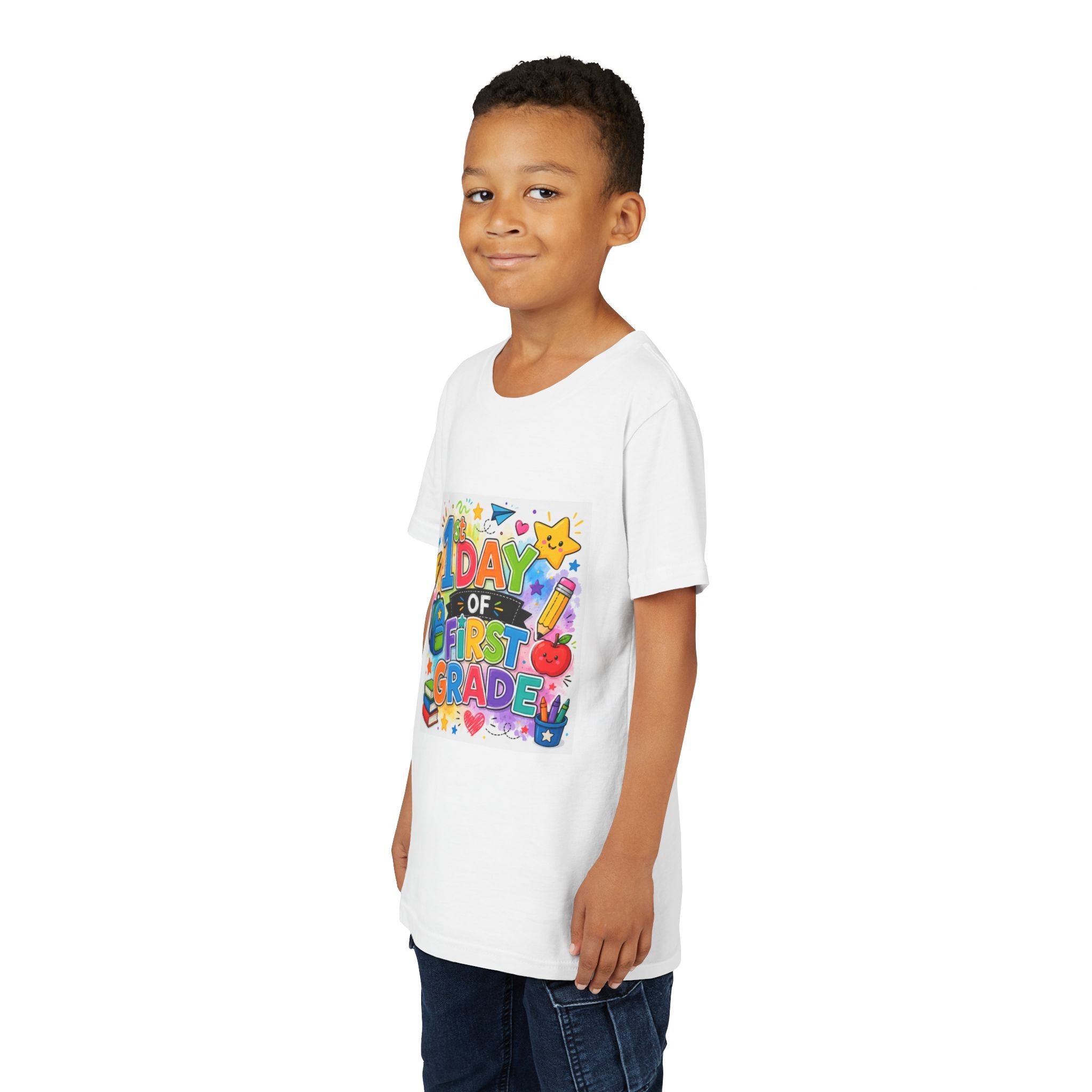 1st Day of First Grade Youth Tee — Colorful Back-to-School Kids Shirt