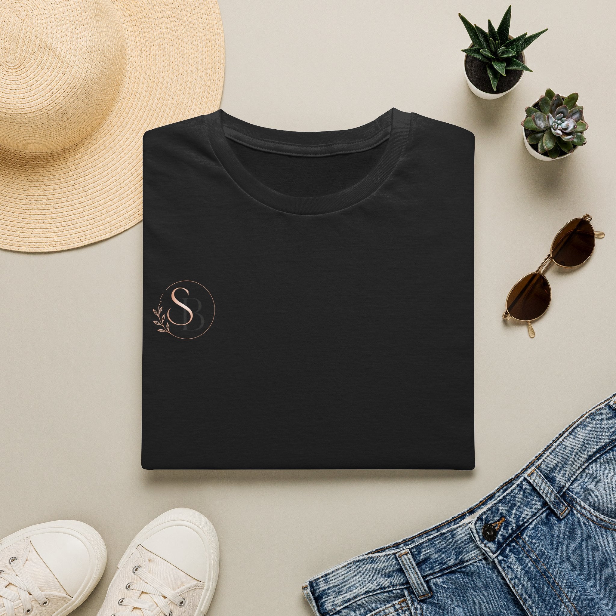 Minimal Monogram T-Shirt — Elegant 'SB' Initial Tee