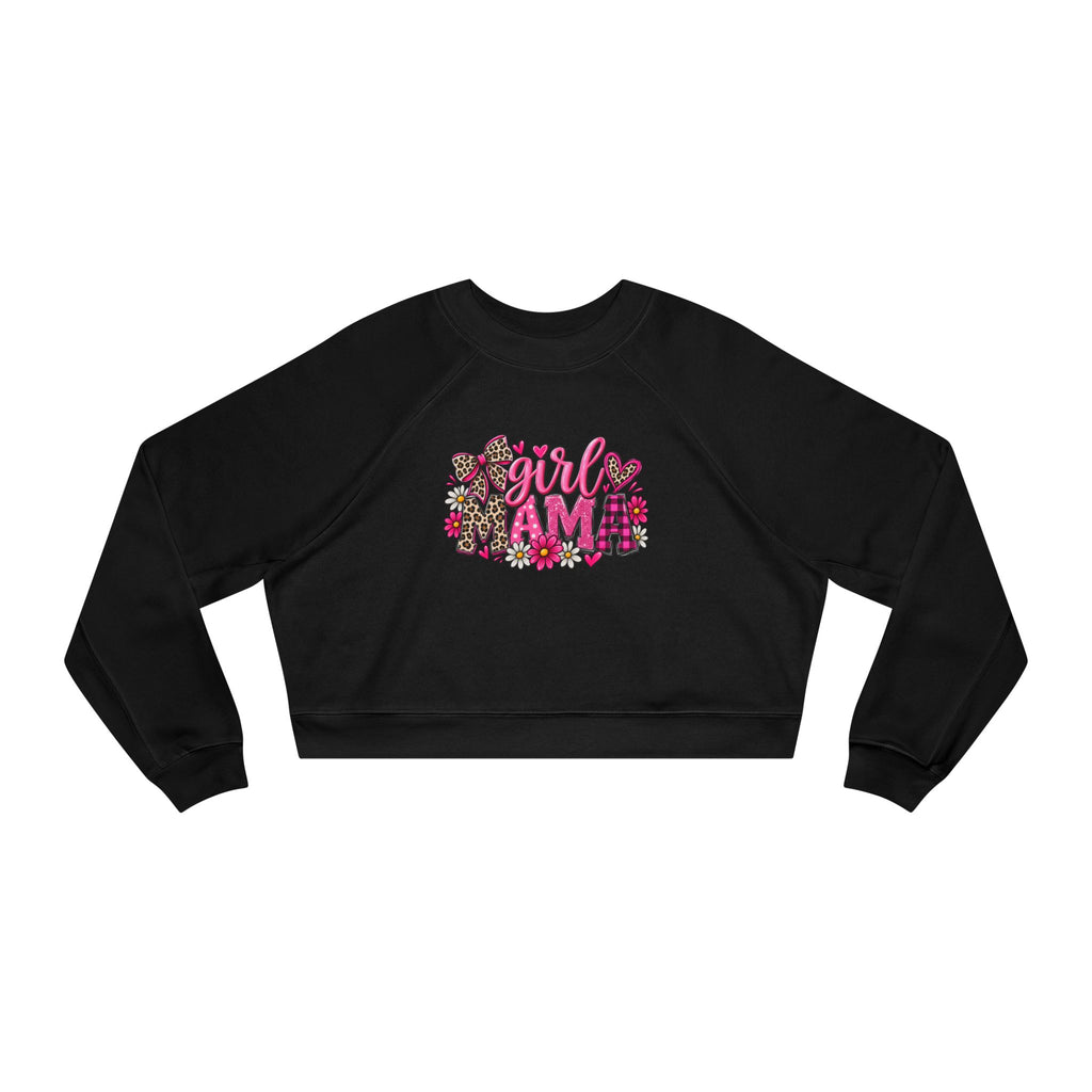 Cropped Pullover - "Girl I Am" Floral Graphic Fleece