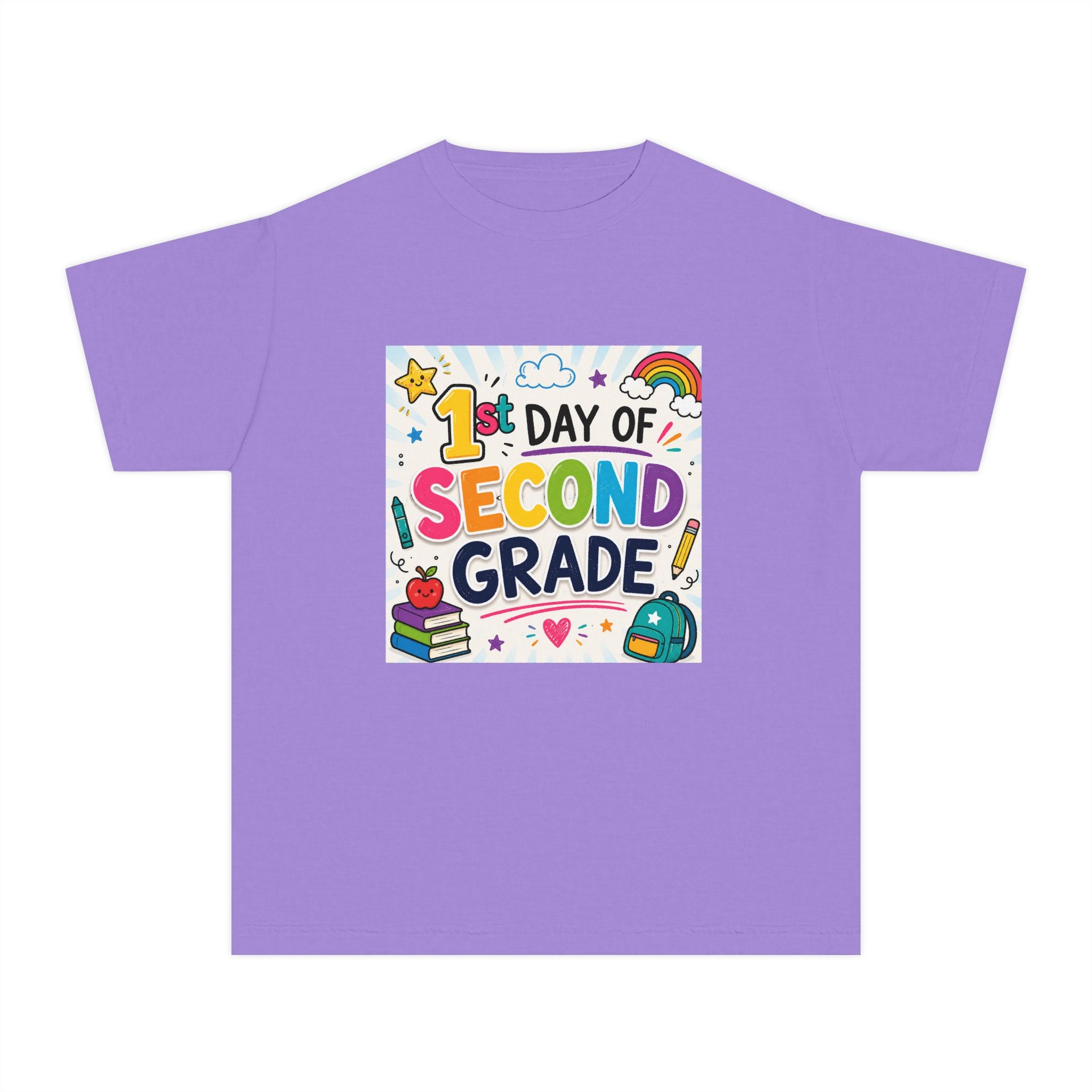 Youth Tee — "1st Day of Second Grade" Colorful Back-to-School Shirt
