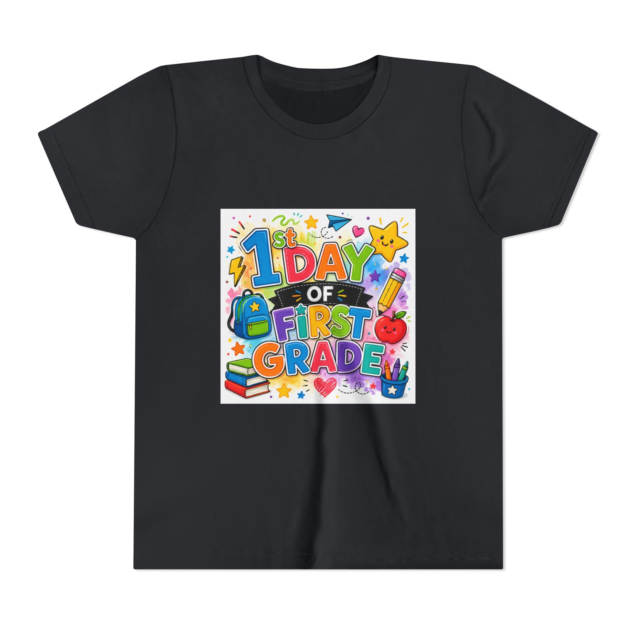 1st Day of First Grade Youth Tee — Colorful Back-to-School Kids Shirt