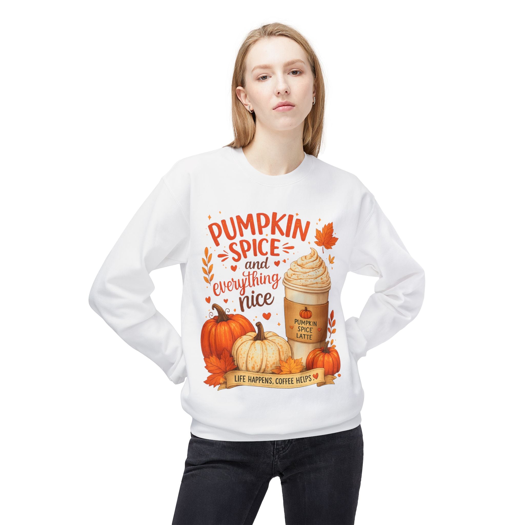 Pumpkin Spice Crewneck Sweatshirt – "Pumpkin Spice and Everything Nice" Fall Coffee Tee