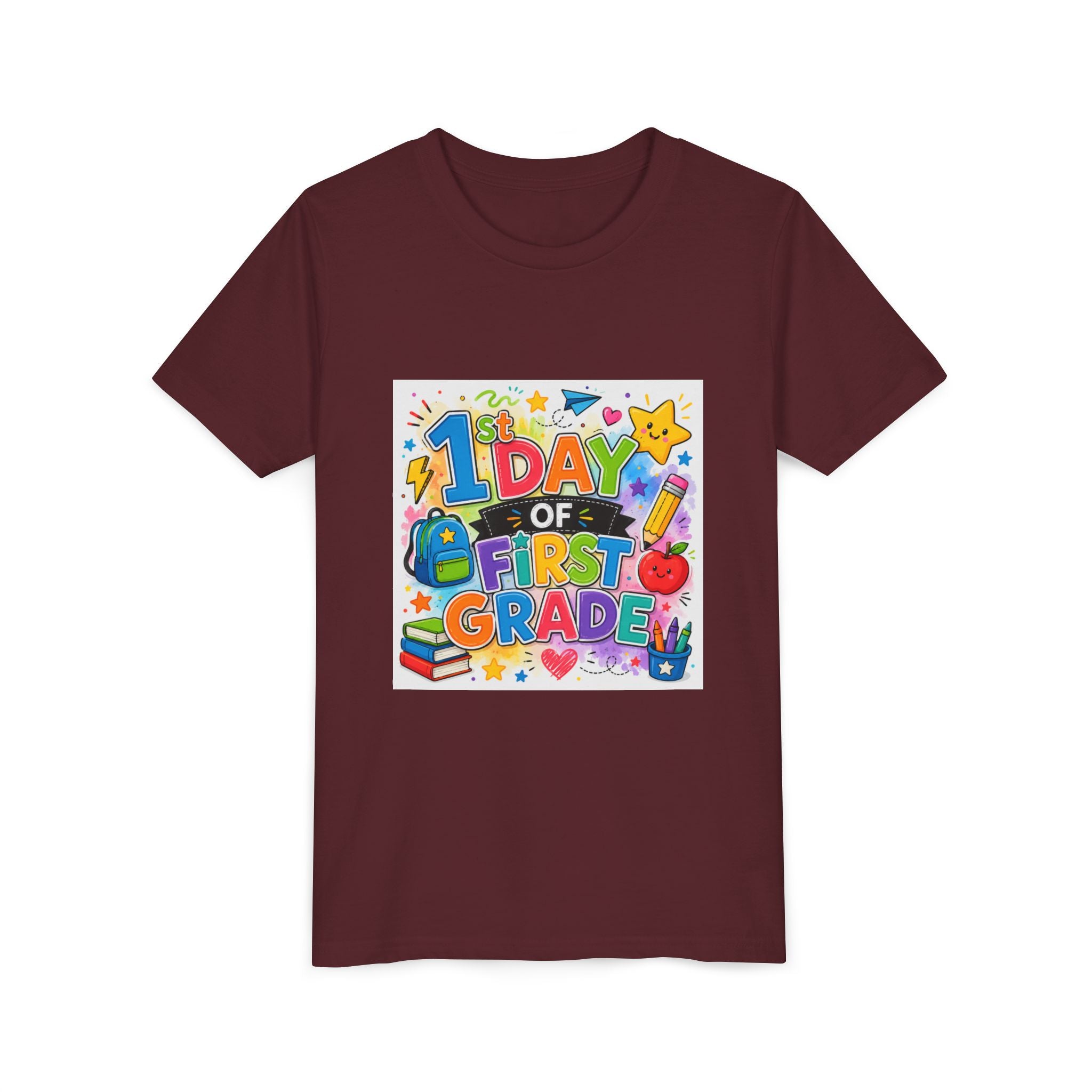 1st Day of First Grade Youth Tee — Colorful Back-to-School Kids Shirt