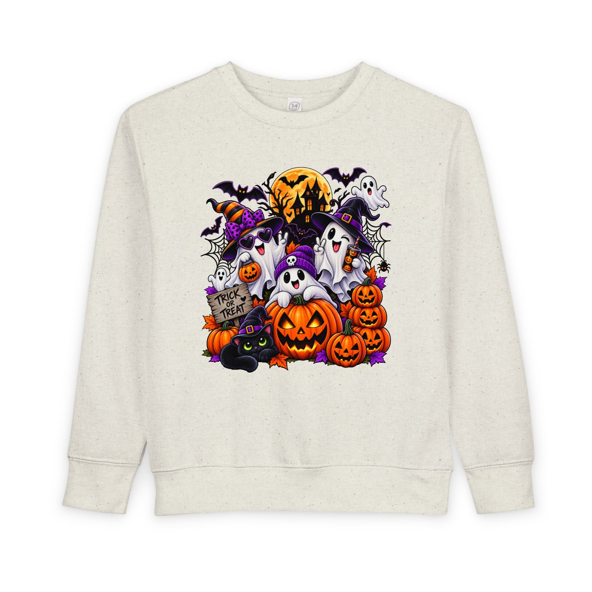 Toddler Sweatshirt — Cute Halloween Ghosts & Jack-O’-Lanterns Design