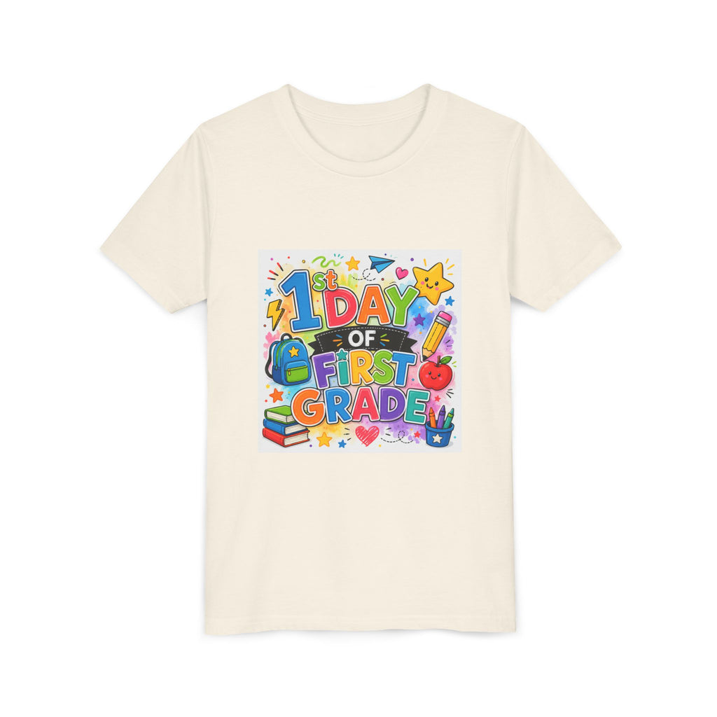 1st Day of First Grade Youth Tee — Colorful Back-to-School Kids Shirt