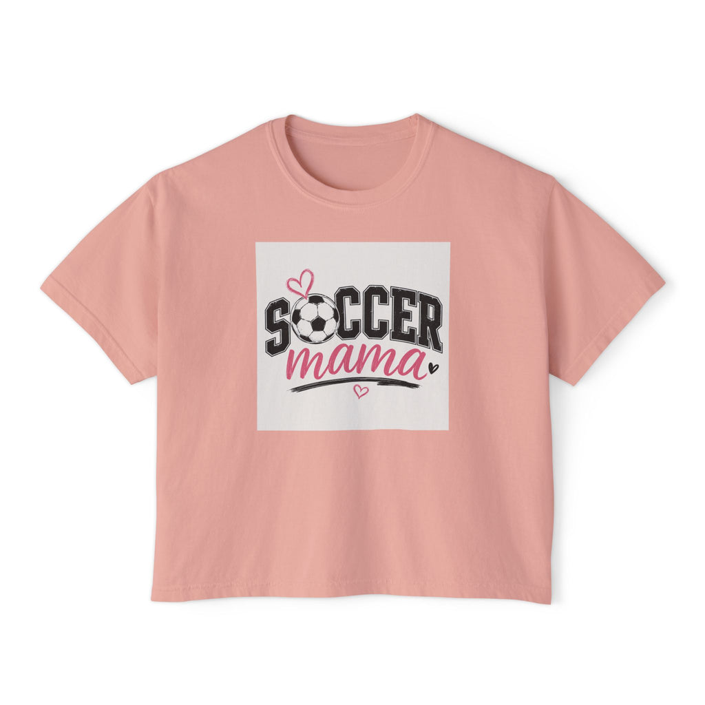 Soccer Mama Boxy Tee — Women's Soccer Mom Shirt with Heart Soccer Ball