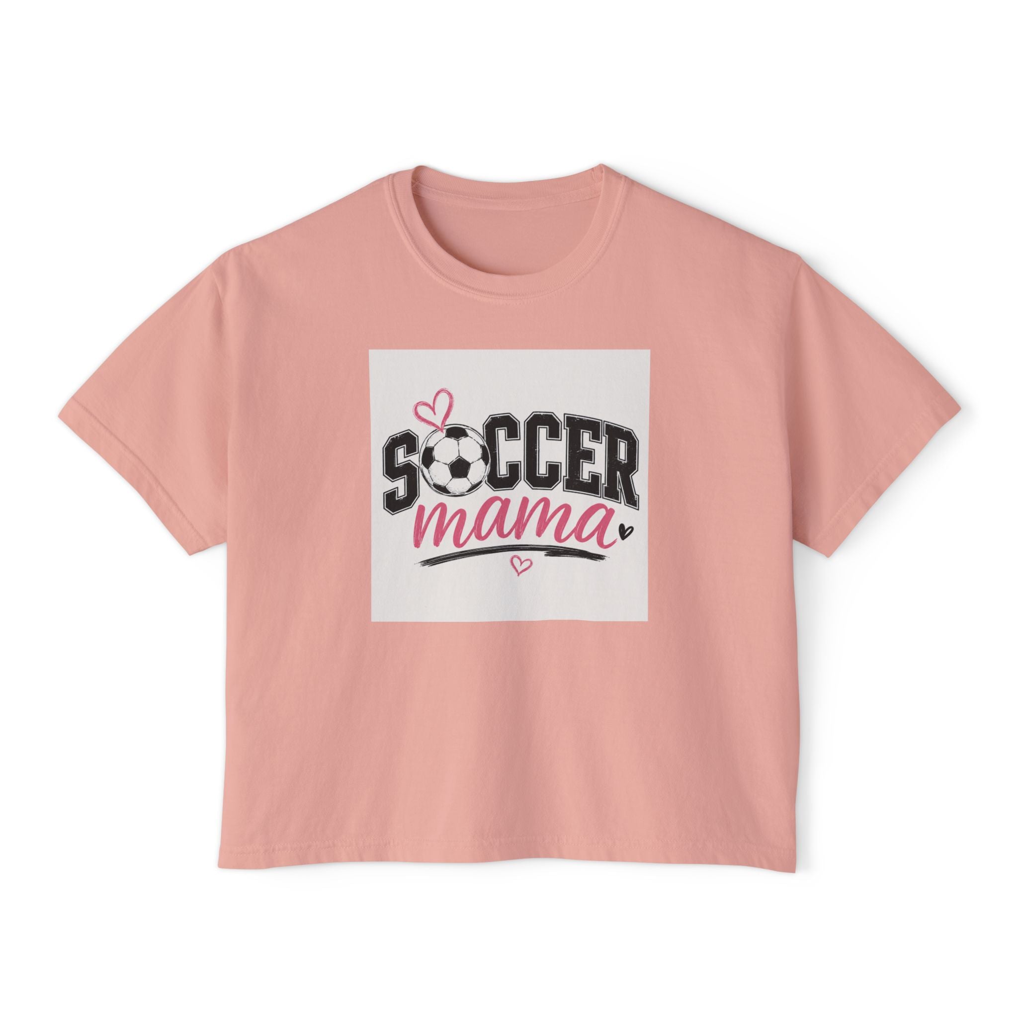 Soccer Mama Boxy Tee — Women's Soccer Mom Shirt with Heart Soccer Ball