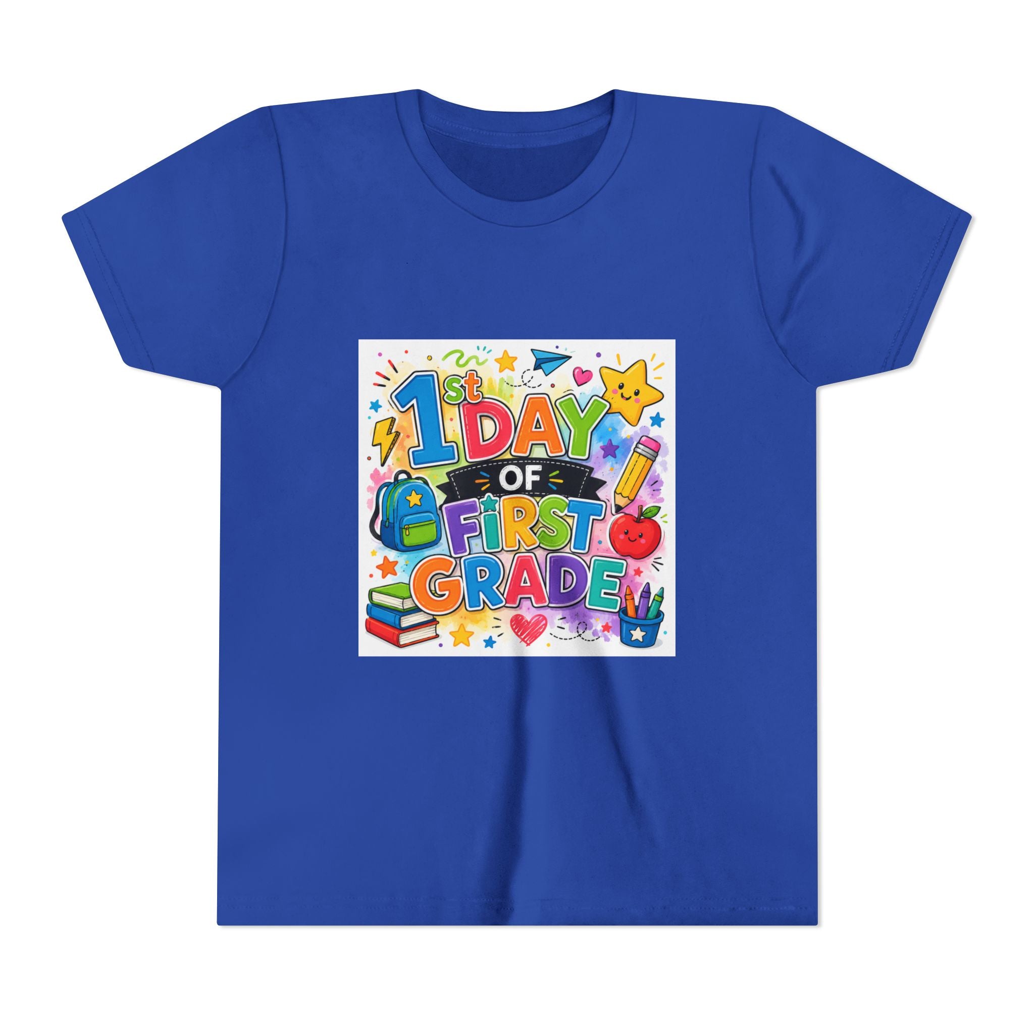 1st Day of First Grade Youth Tee — Colorful Back-to-School Kids Shirt