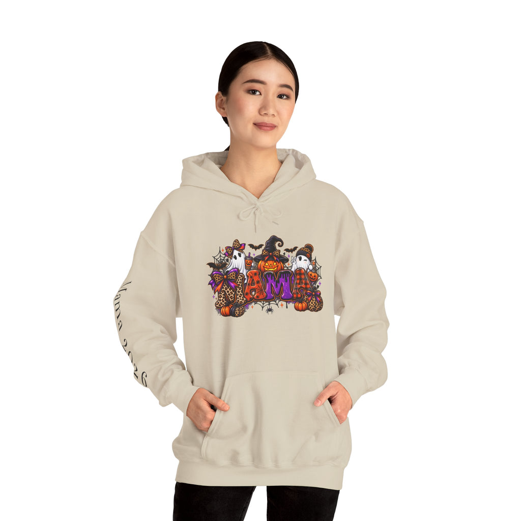 Halloween Mama Hoodie — Cute Spooky Pumpkin & Cat Graphic Sweatshirt (Mama 2026)