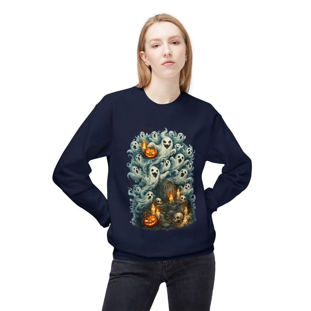 Halloween Ghost Crewneck Sweatshirt — Cute Haunted Pumpkin & Spirits Graphic