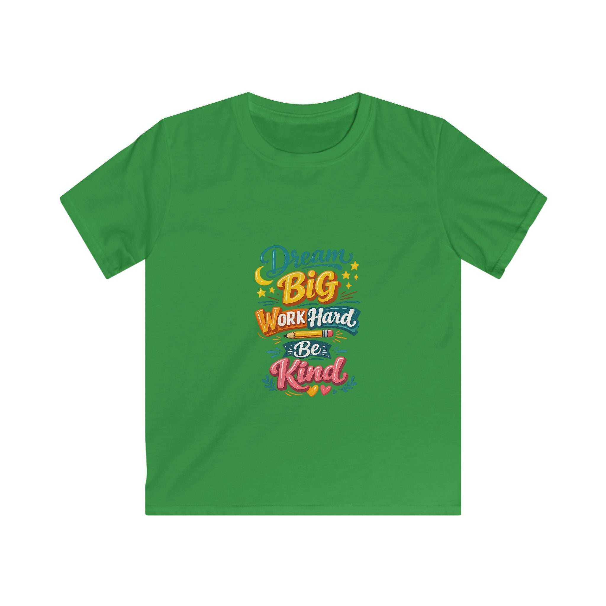 Kids Tee — "Dream Big, Work Hard, Be Kind" Motivational Graphic Shirt