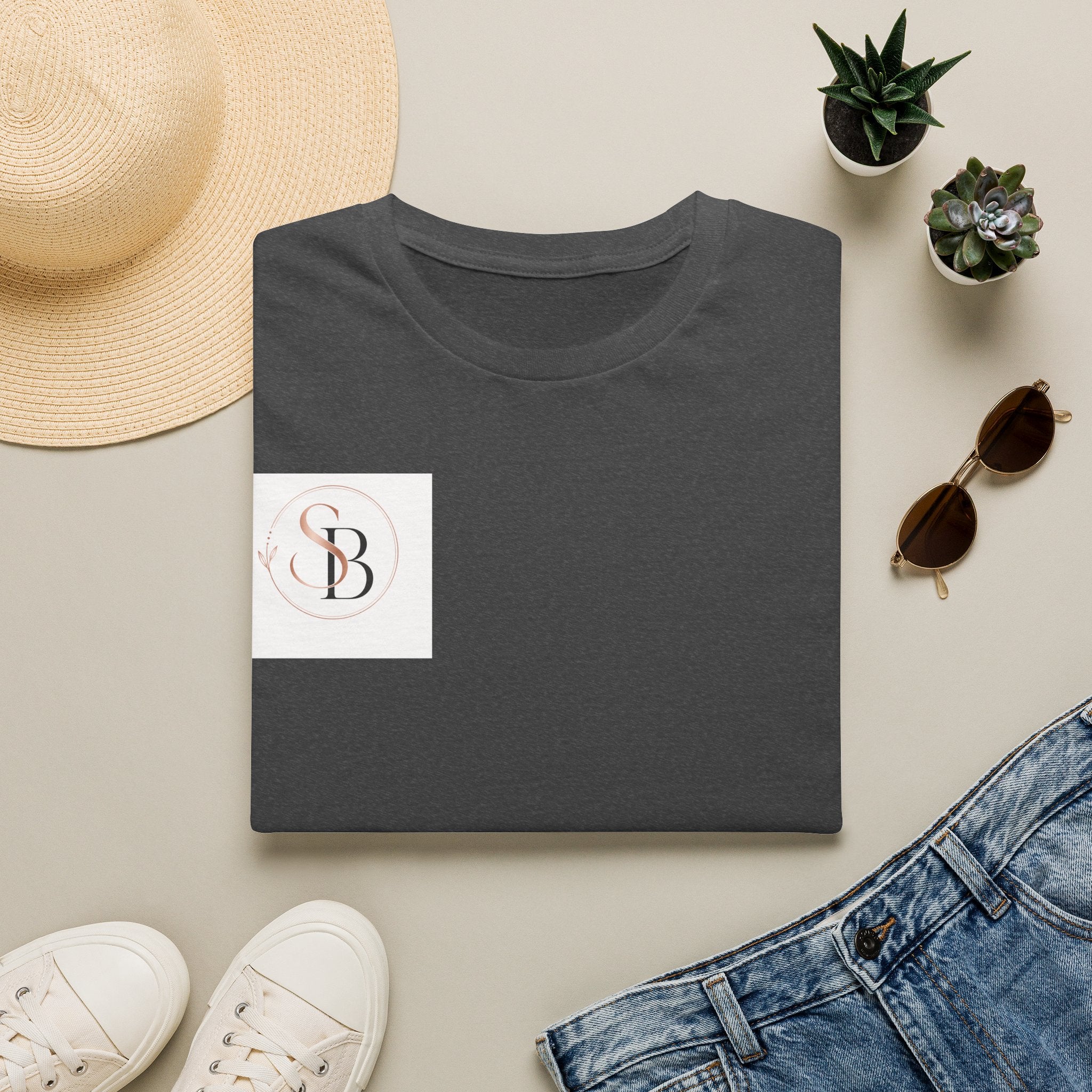 Monogram SB Minimalist T‑Shirt — Rose Gold Circle Logo