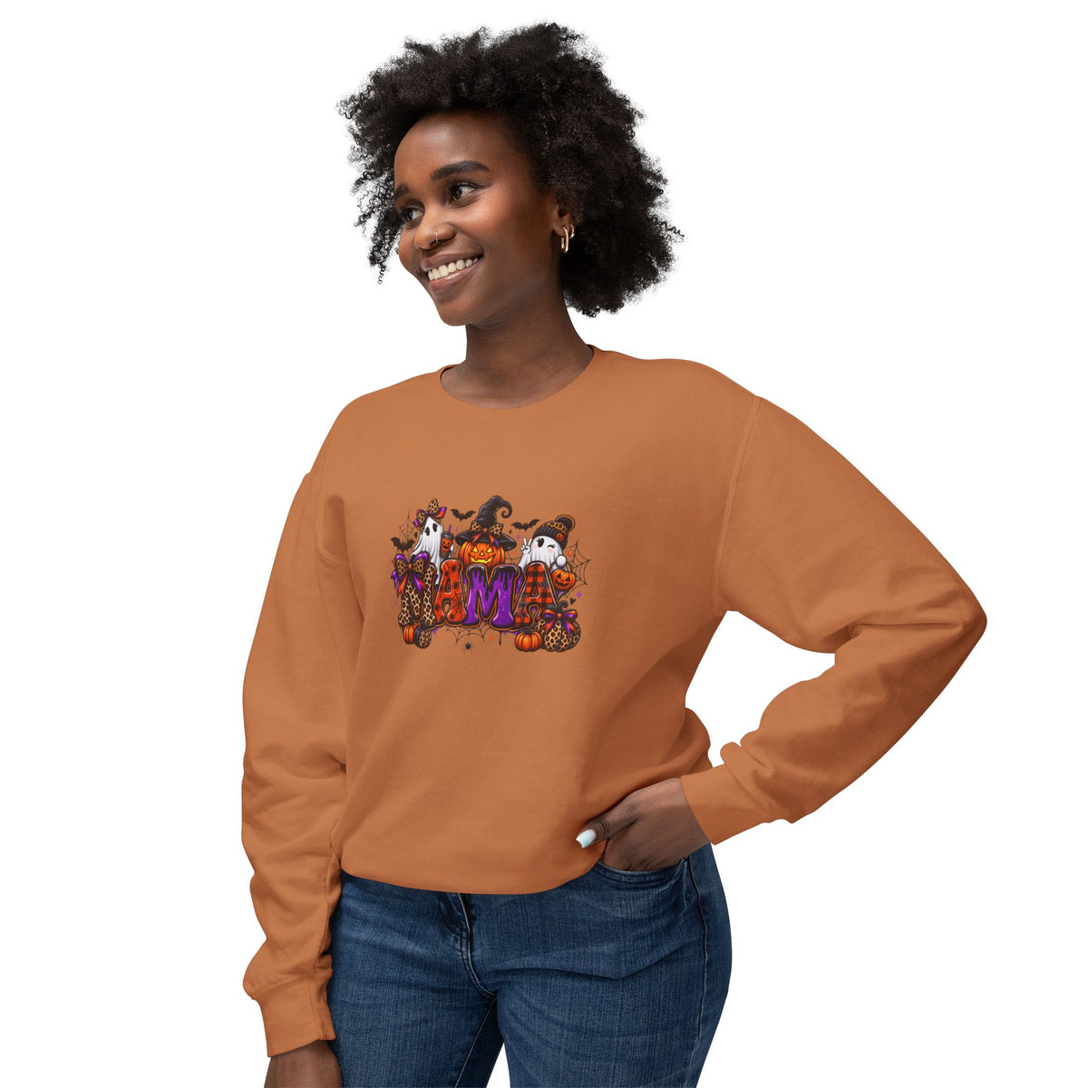 Halloween Mom Crewneck Sweatshirt — Cute Pumpkin Witch Cats Autumn Graphic