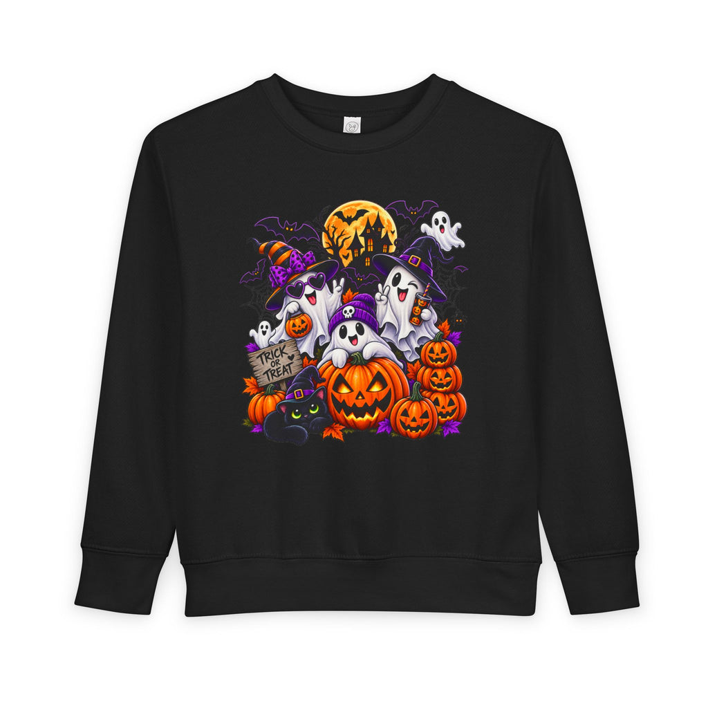 Toddler Sweatshirt — Cute Halloween Ghosts & Jack-O’-Lanterns Design