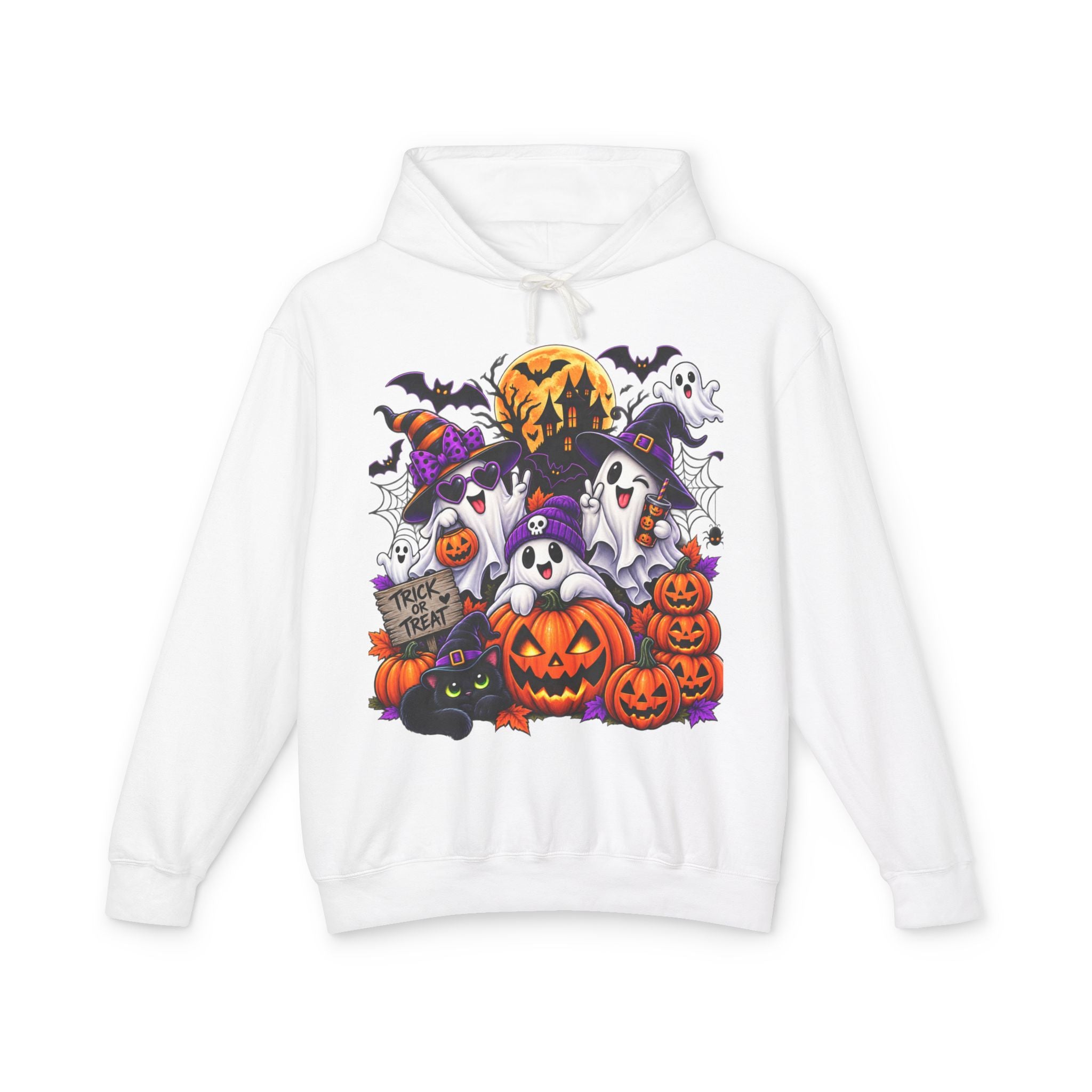 Halloween Ghosts & Pumpkins Hoodie — Cute Spooky Trick-or-Treat Graphic