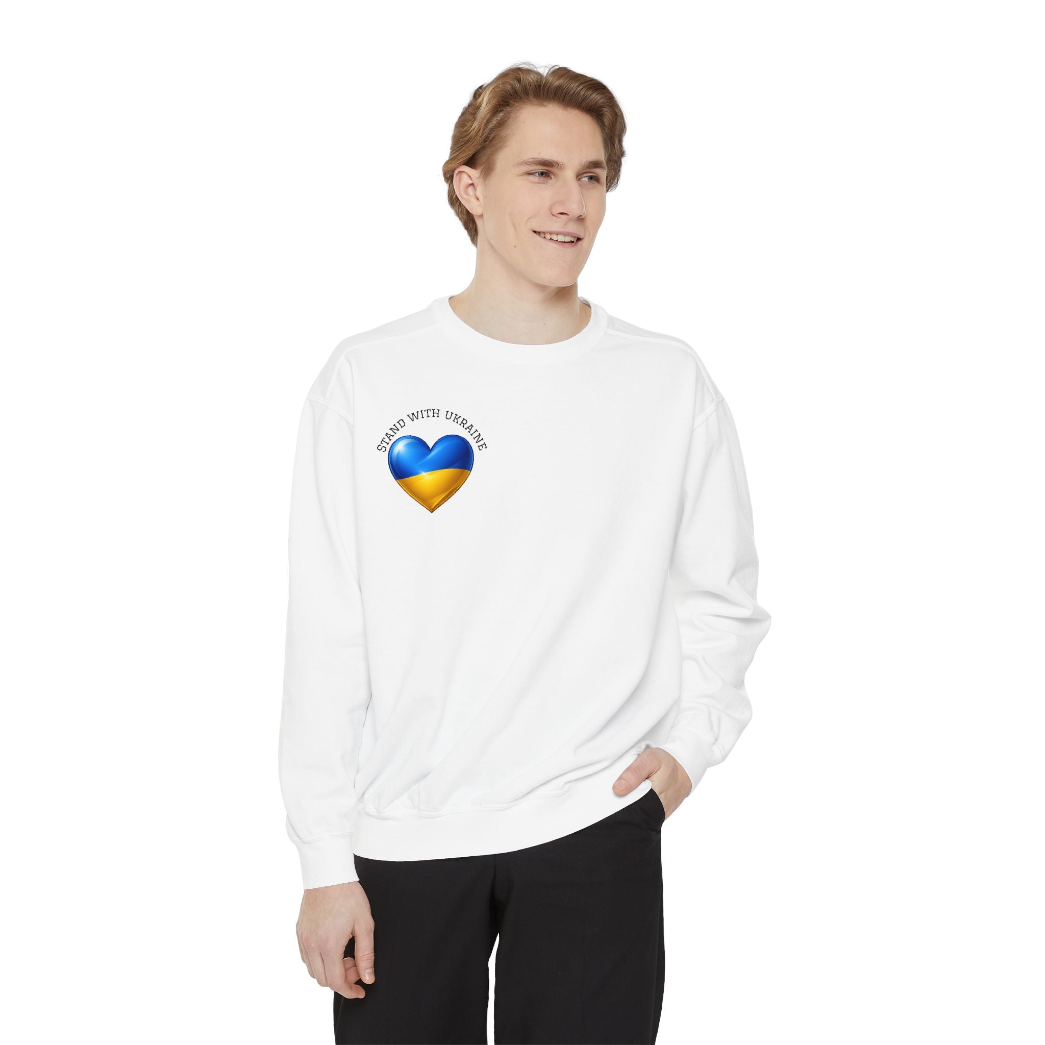 Ukraine Strong Sweatshirt — Heart Flag Crewneck