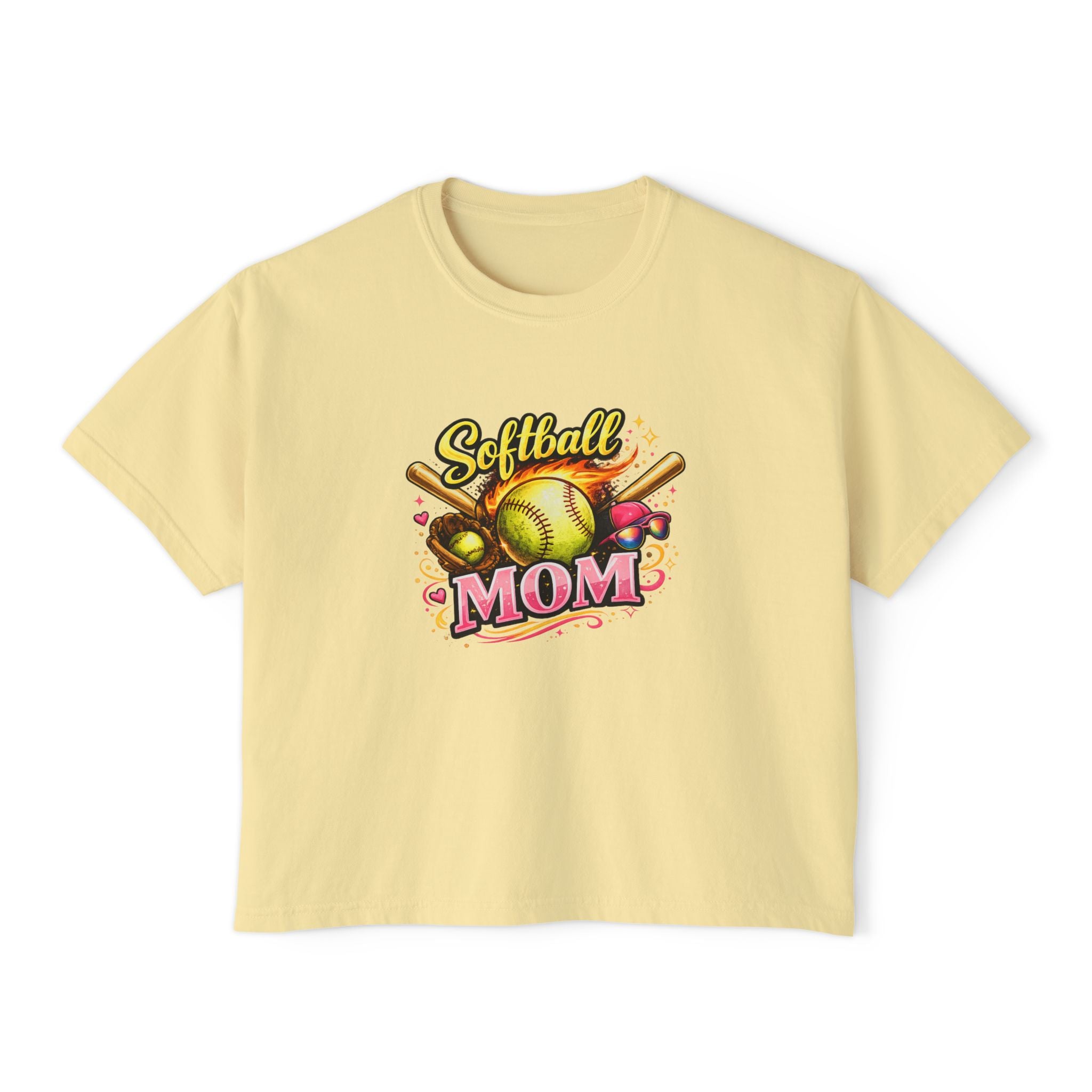 Softball Mom Boxy Tee — Cute Retro Softball Graphic for Baseball Moms