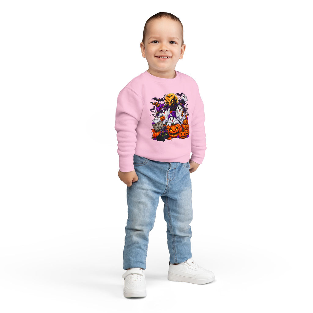 Toddler Sweatshirt — Cute Halloween Ghosts & Jack-O’-Lanterns Design