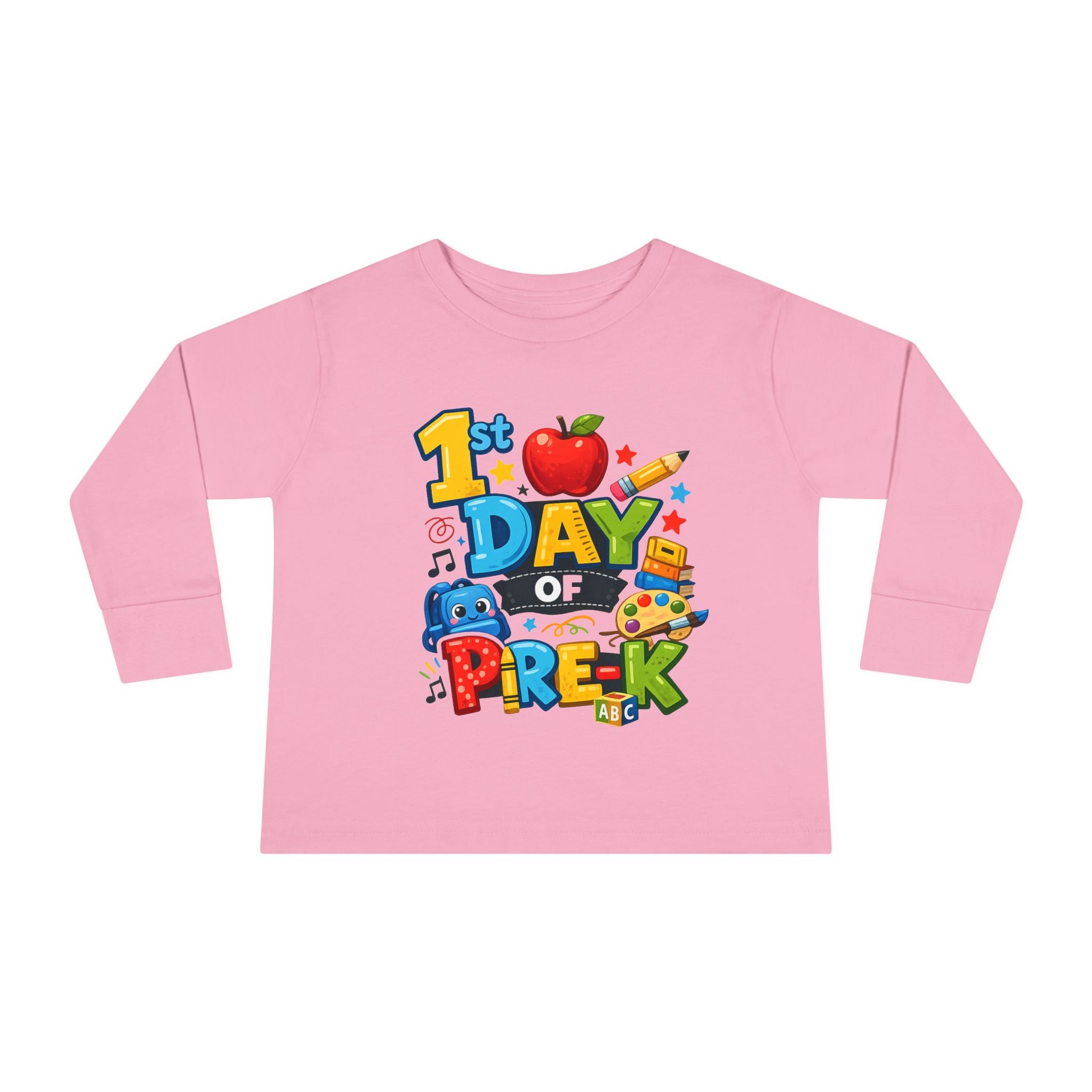 1st Day of Pre-K Toddler Long Sleeve Tee — Colorful Back-to-School Shirt