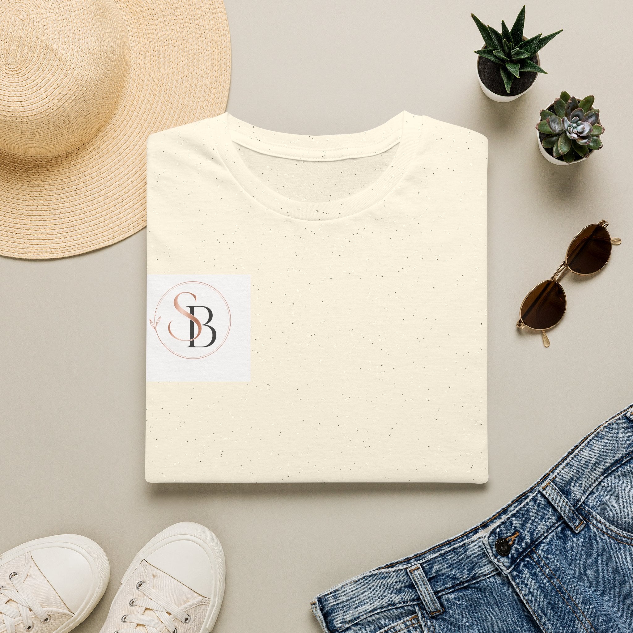 Monogram SB Minimalist T‑Shirt — Rose Gold Circle Logo