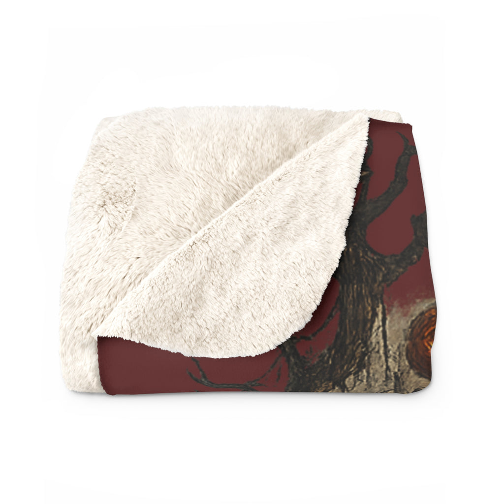 Halloween Sherpa Blanket - Haunted Pumpkin Jack-O'-Lantern Design
