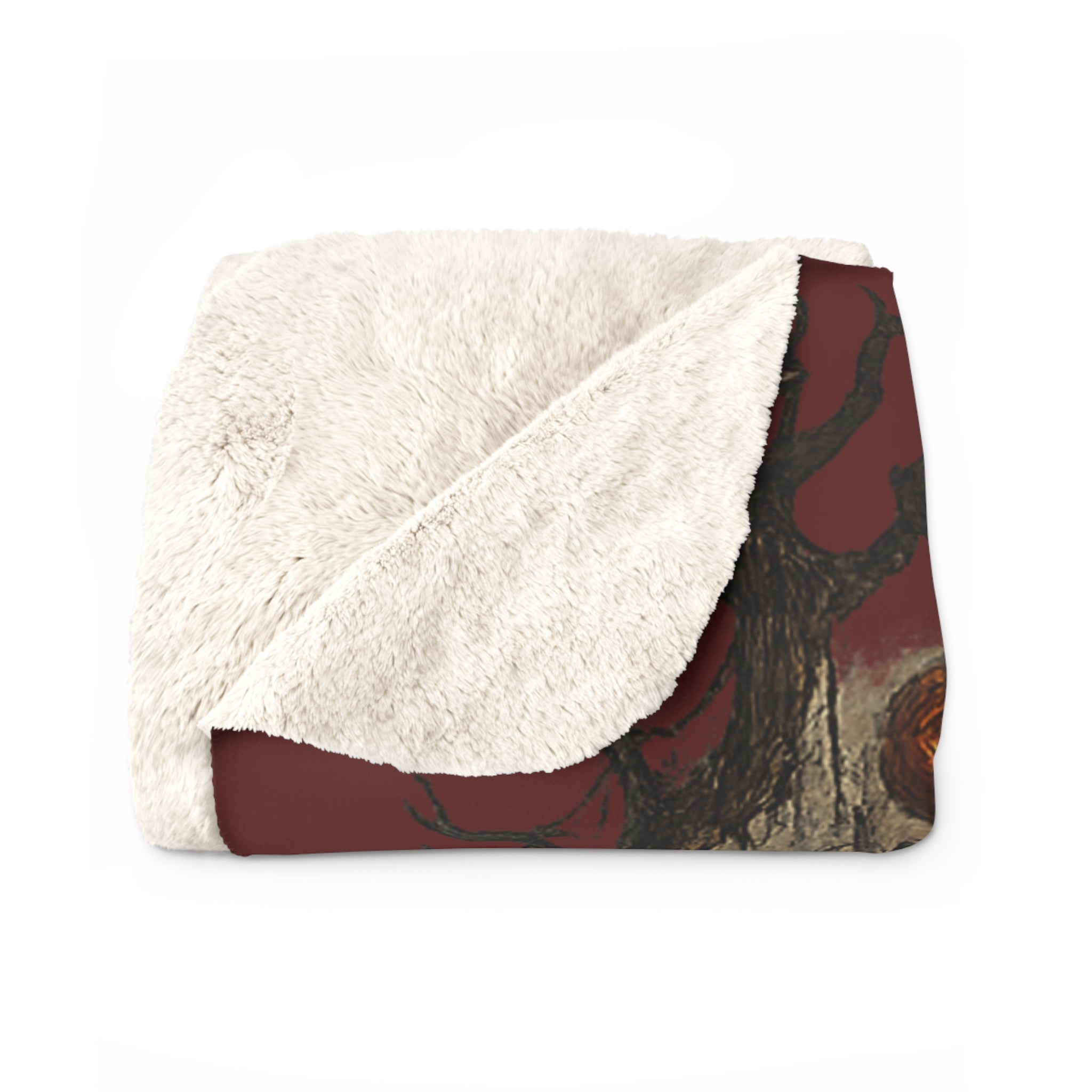Halloween Sherpa Blanket - Haunted Pumpkin Jack-O'-Lantern Design