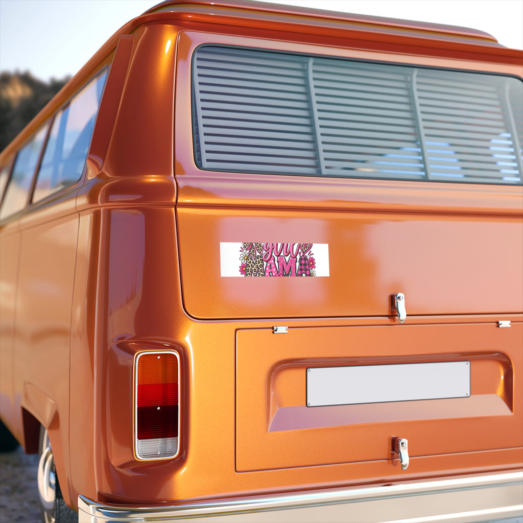 Girl Mama Bumper Sticker — Pink Leopard, Plaid & Floral Car Decal