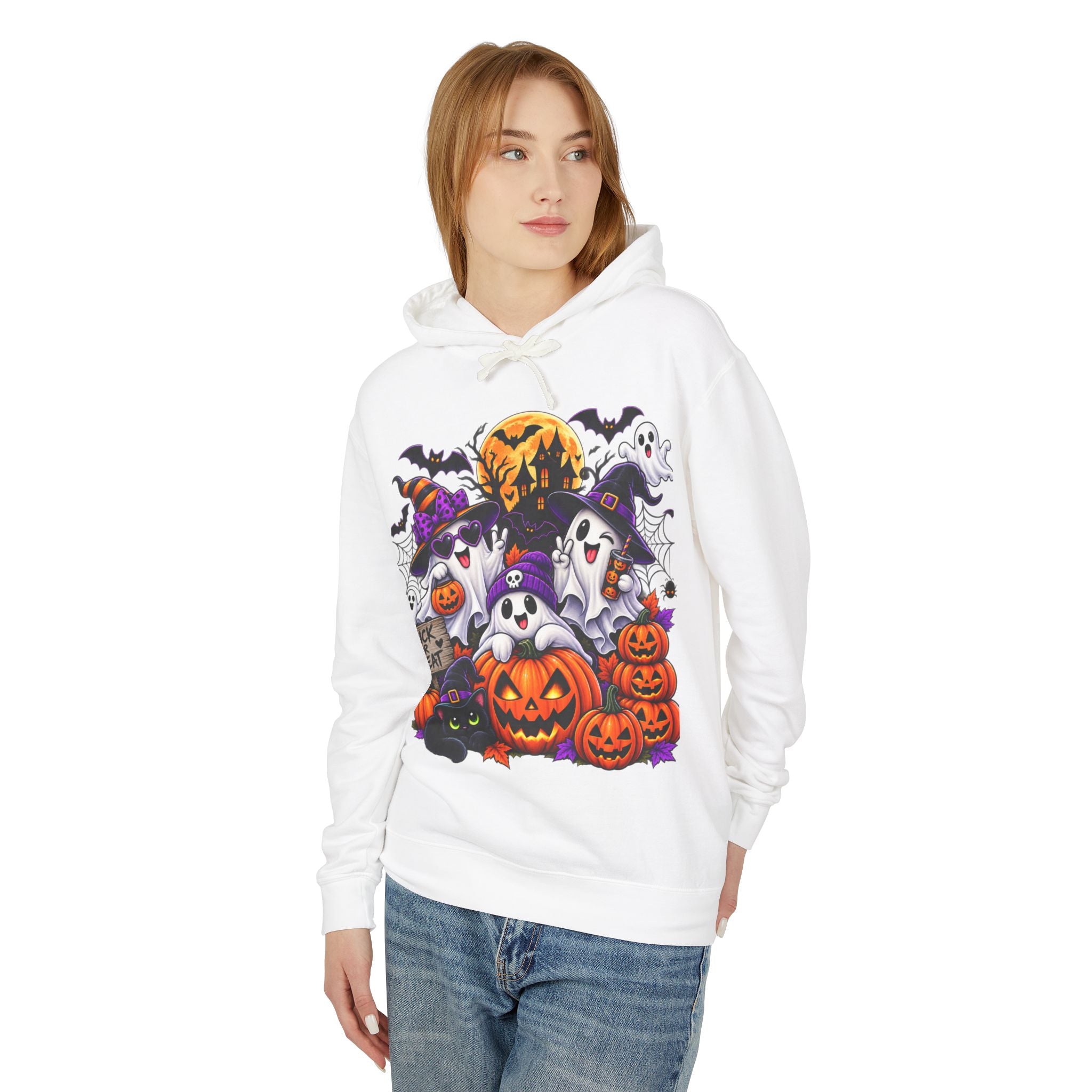Halloween Ghosts & Pumpkins Hoodie — Cute Spooky Trick-or-Treat Graphic