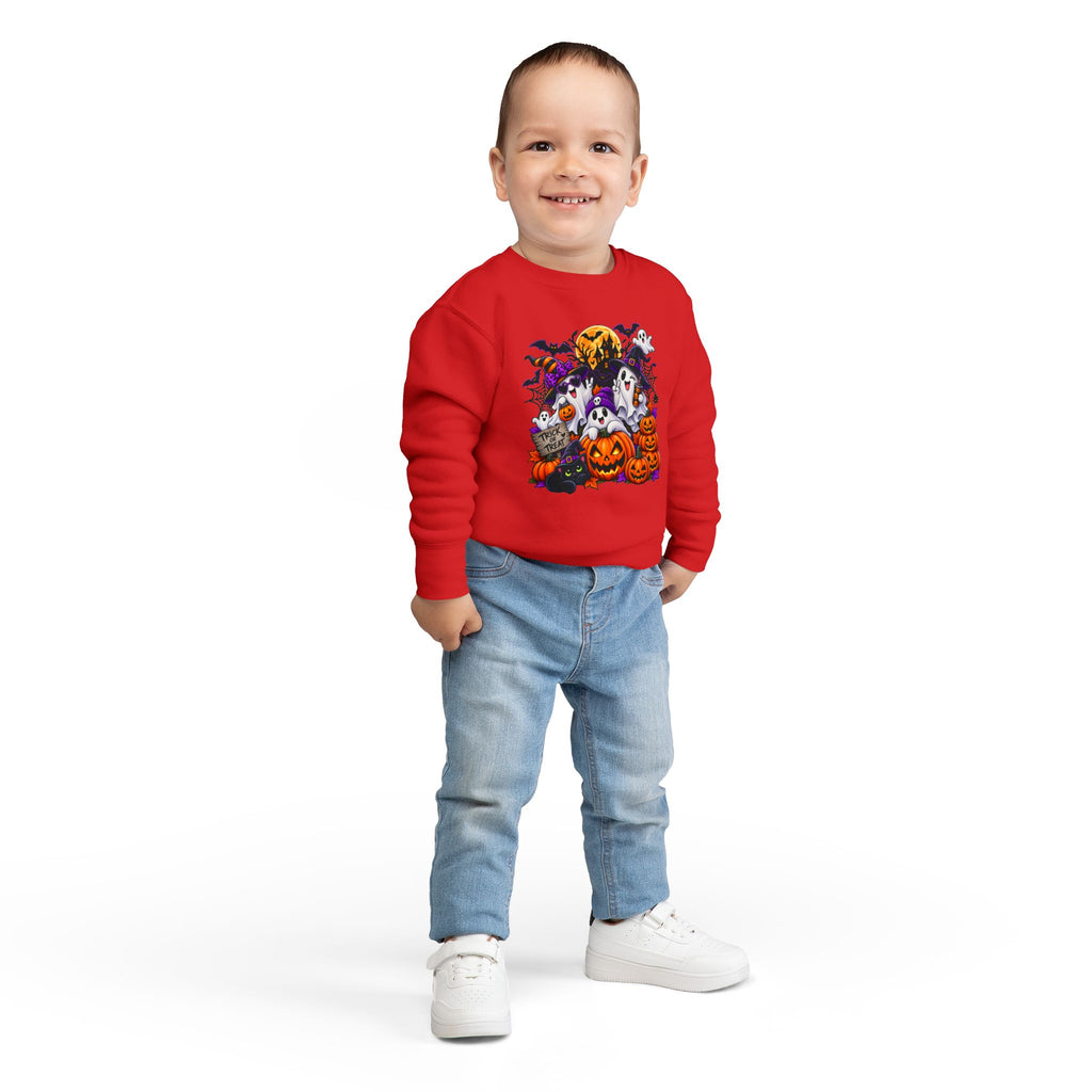 Toddler Sweatshirt — Cute Halloween Ghosts & Jack-O’-Lanterns Design