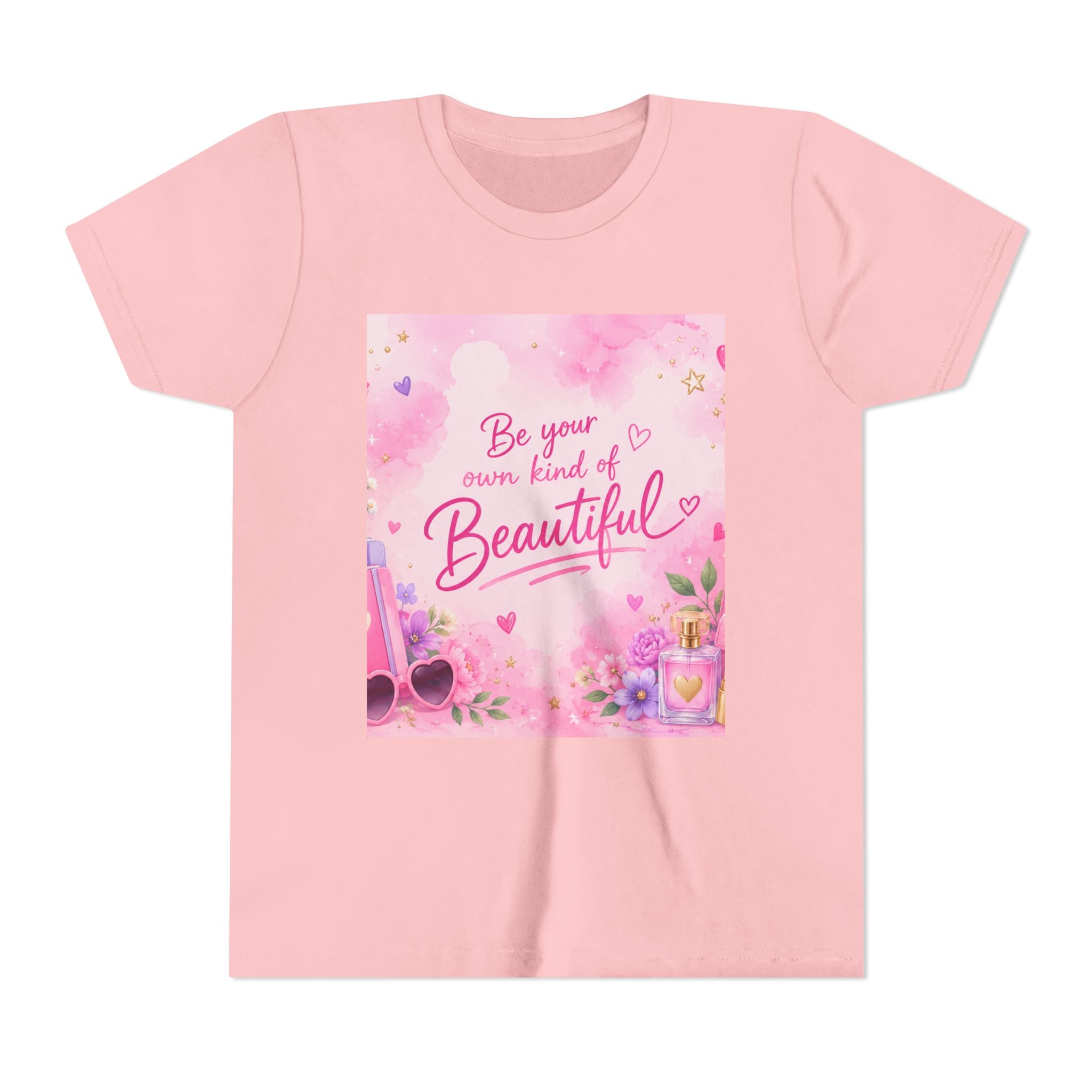 Youth Tee — “Be Your Own Kind of Beautiful” Pink Floral Graphic