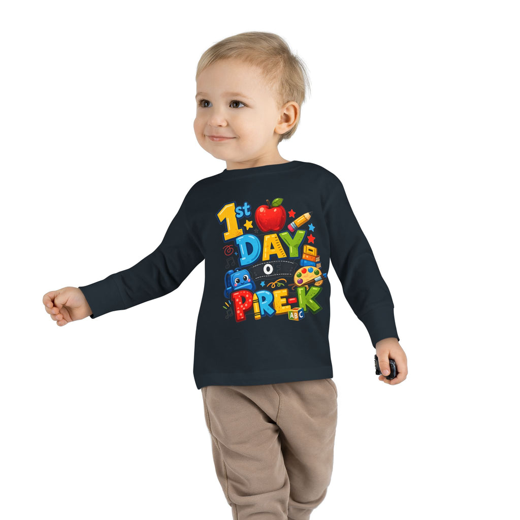 1st Day of Pre-K Toddler Long Sleeve Tee — Colorful Back-to-School Shirt