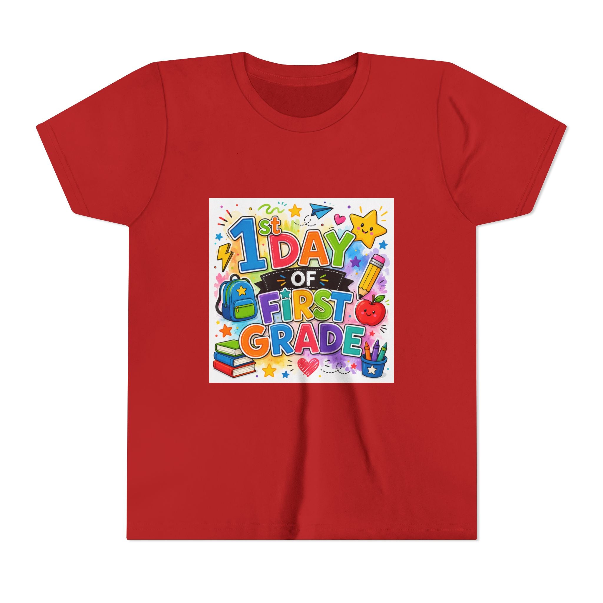 1st Day of First Grade Youth Tee — Colorful Back-to-School Kids Shirt